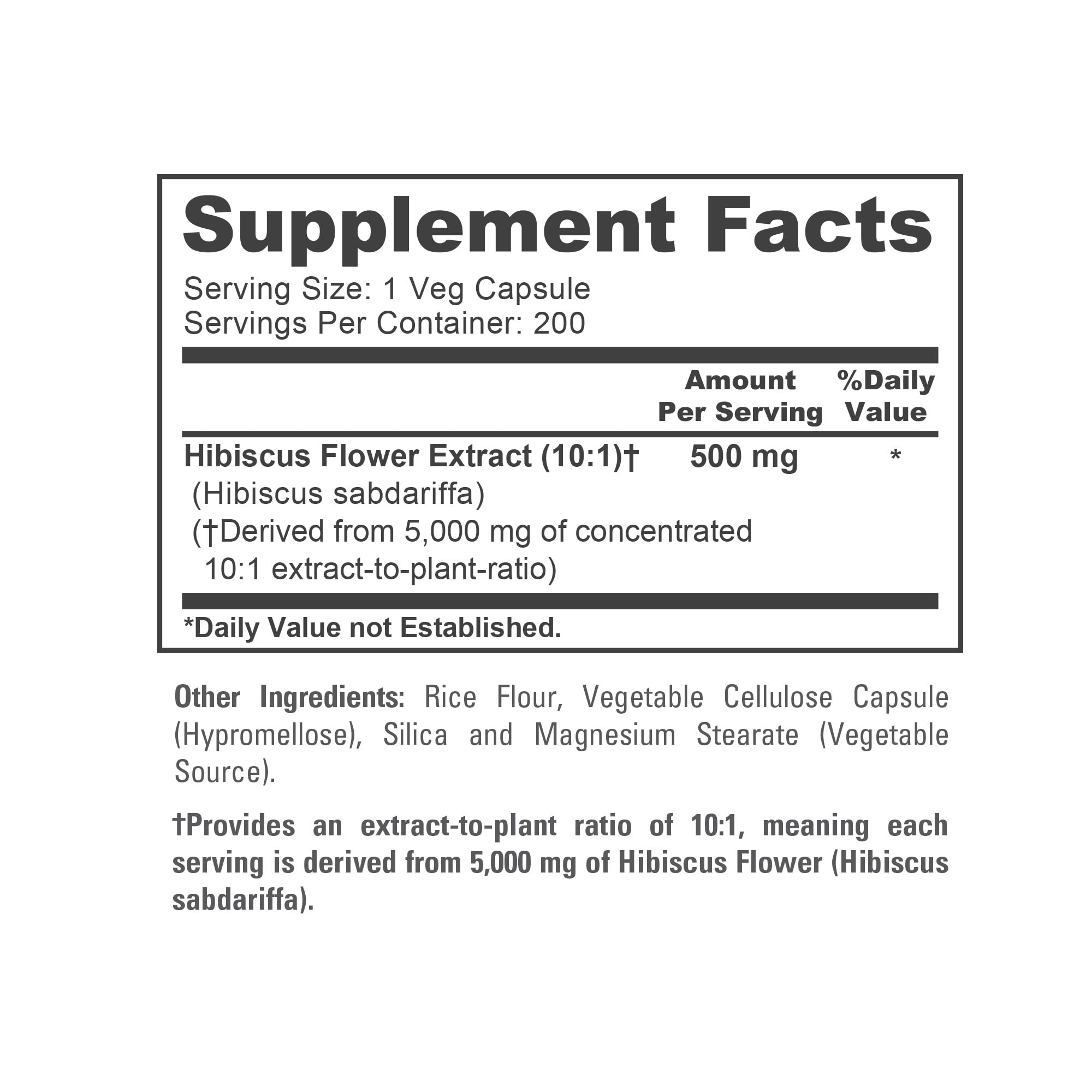 NusaPure Hibiscus Flower 10:1 Extract, 500 mg Equivalent to 5000mg 200 Vegetarian Caps (Non-GMO, Vegan) NusaPureAu supplements