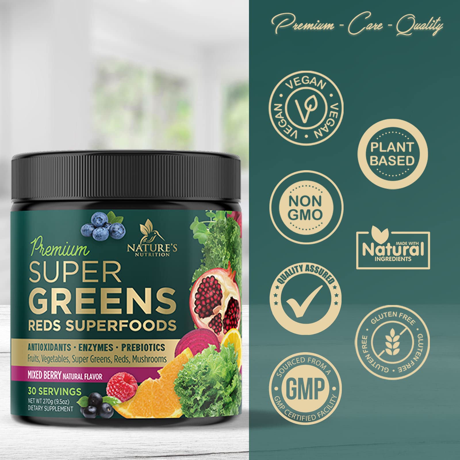 Greens Superfood Powder Supplement - Super Green Smoothie Mix Blend with Spirulina Nature's NutritionAu supplements