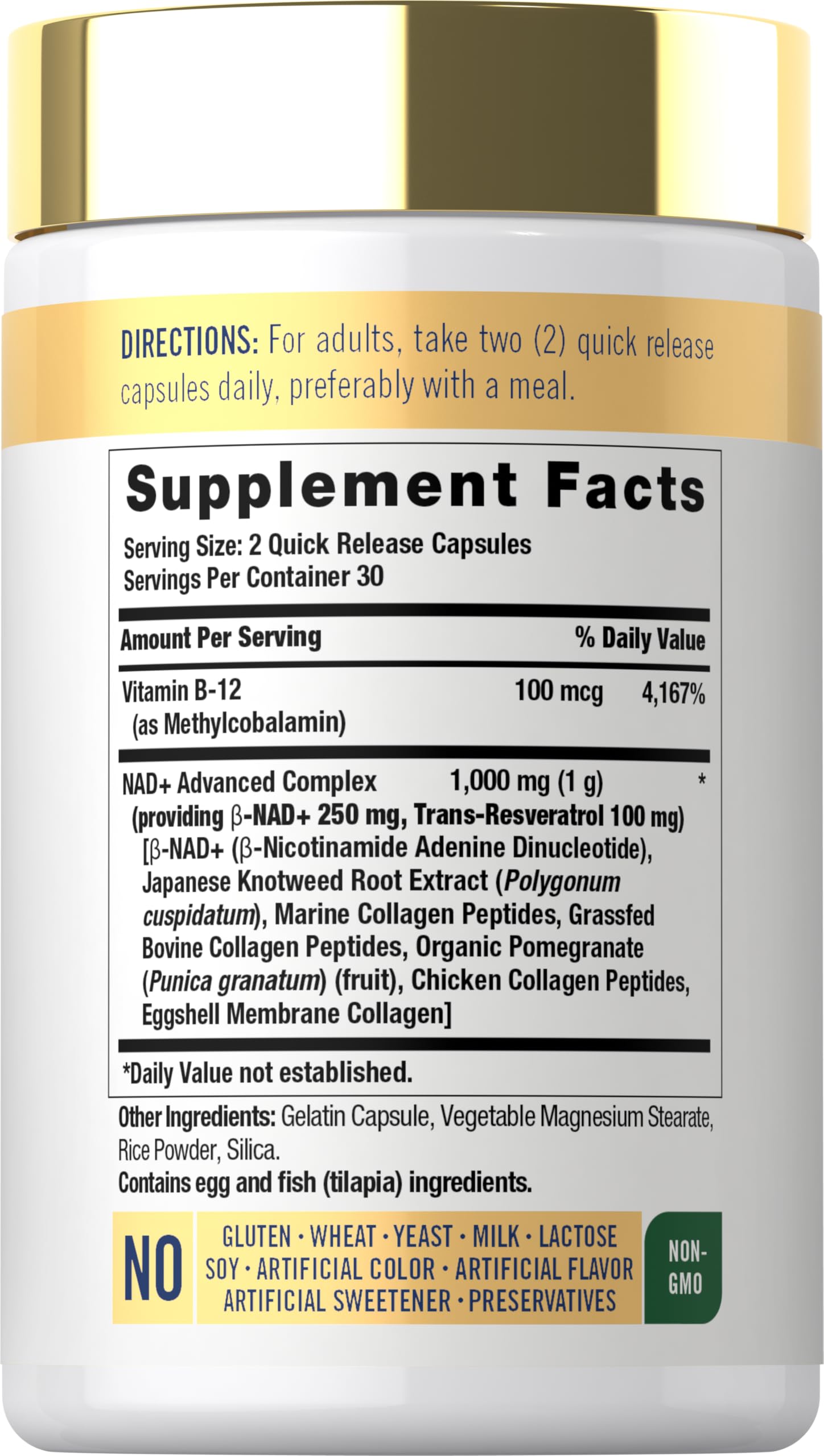 Carlyle NAD+ Supplement 1000 mg | 60 Capsules | with Resveratrol and Collagen | Advanced Complex for Women and Men | Non-GMO & Gluten Free CarlyleAu supplements