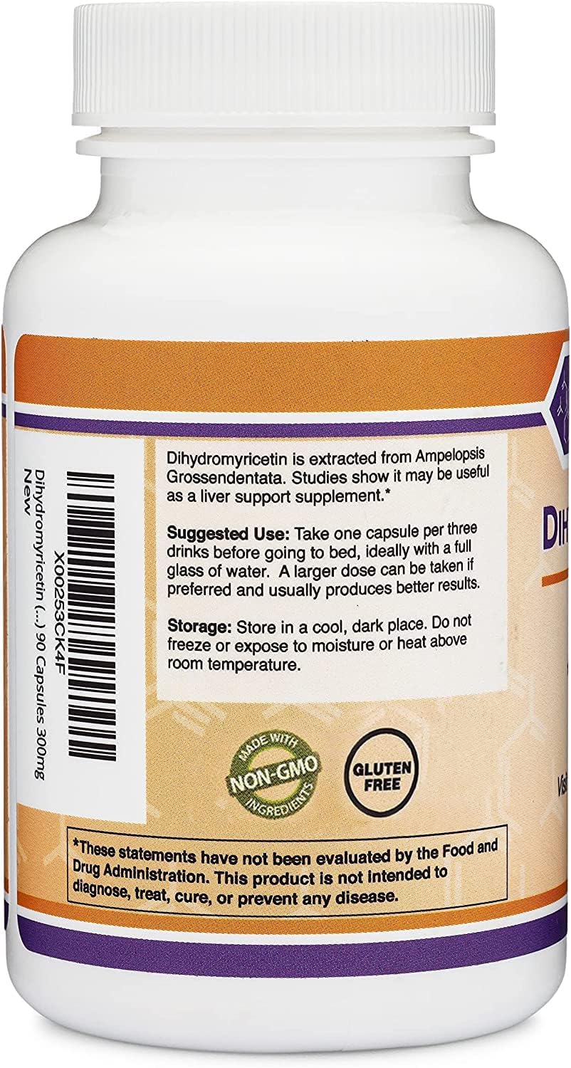 Dihydromyricetin (DHM) 50 Capsules, 300mg, Liver Support Supplement (Third Party Double Wood SupplementsUS supplements