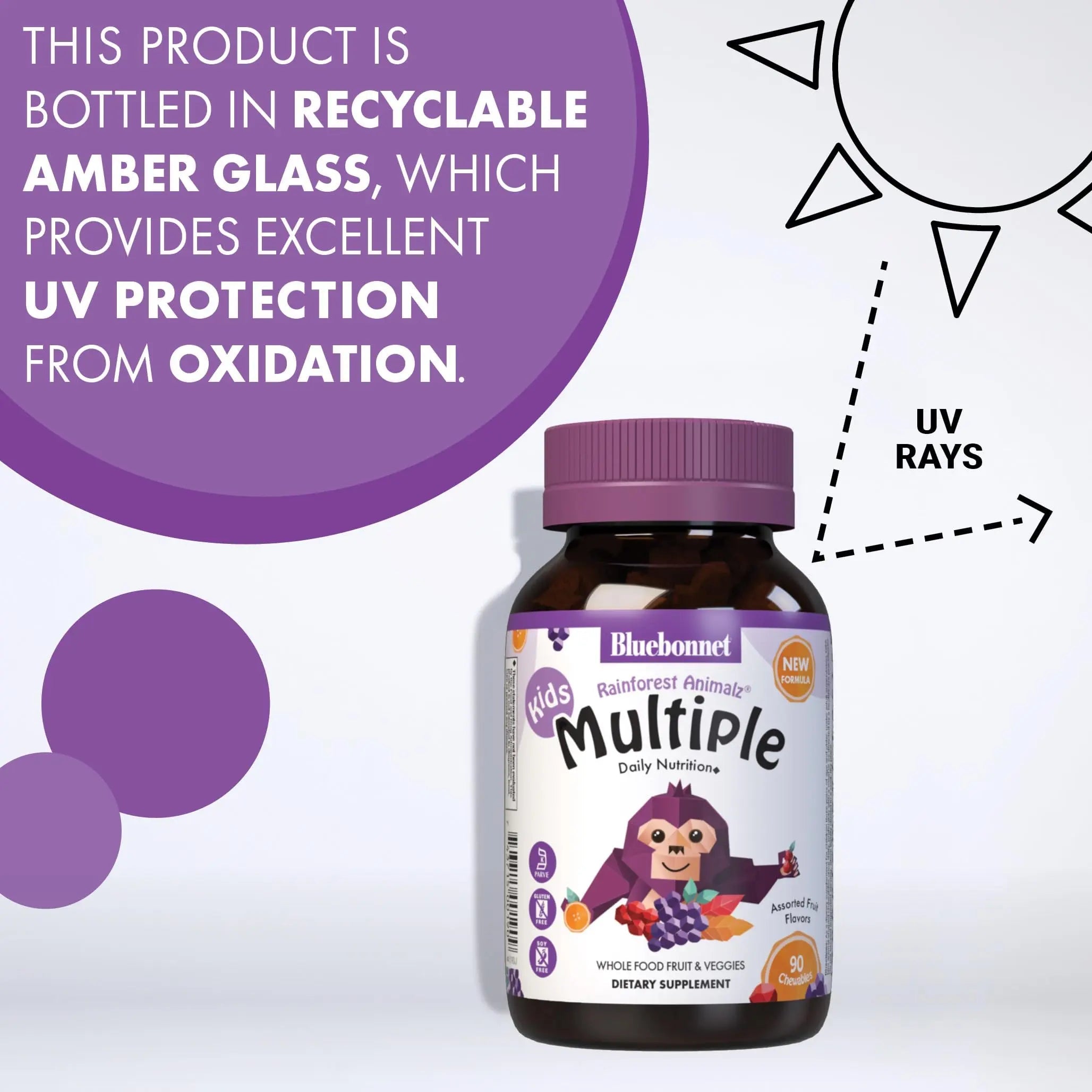 Bluebonnet Nutrition Rainforest Animalz Whole Food Based Multiple Chewable Tablets, Kids Multivitamin & Mineral, Vitamin C, D3, Iron BlueBonnetAu supplements