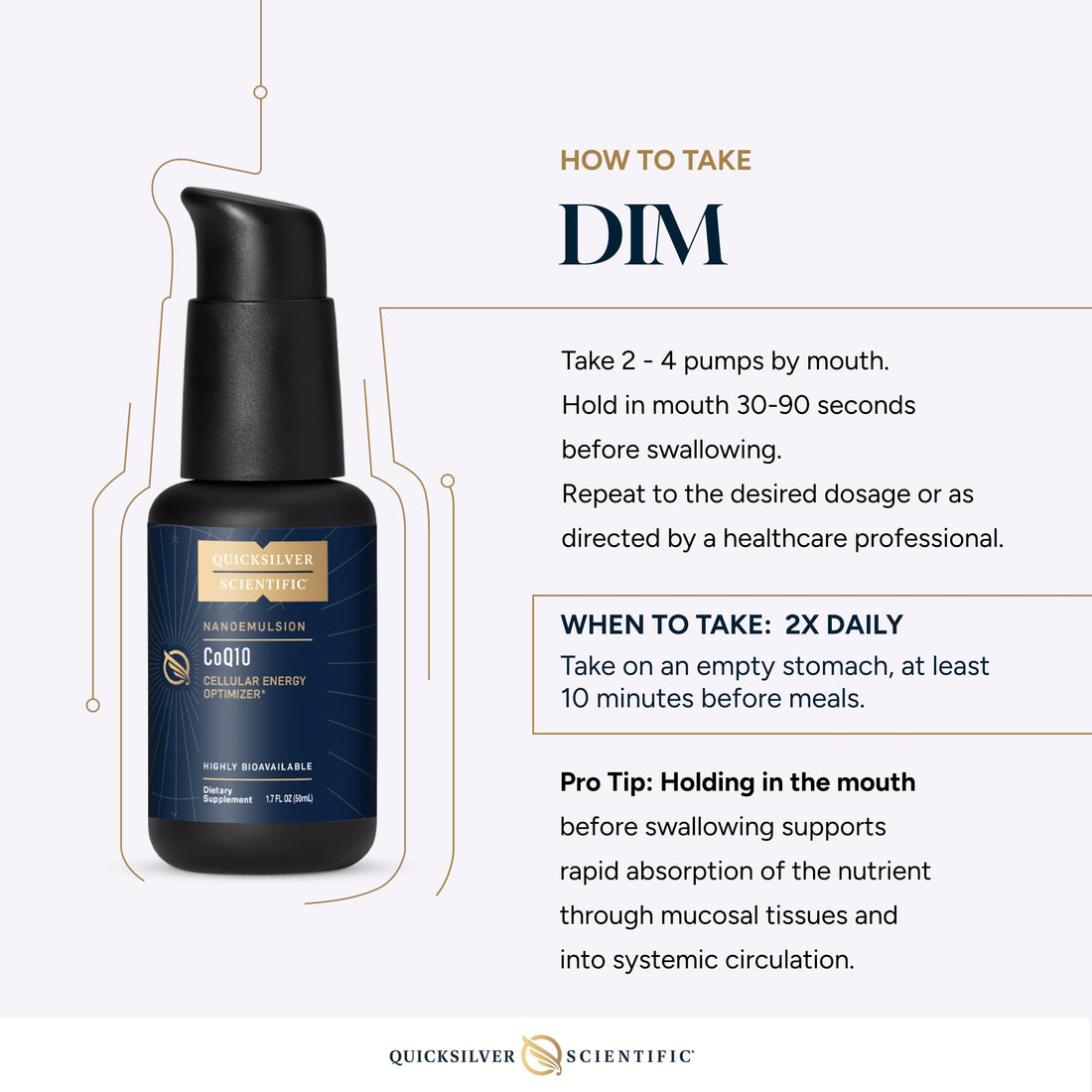Quicksilver Scientific Nanoemulsified DIM - Liposomal DIM Supplement to Support Healthy Hormone Balance for Women & Men - Soy-Free Detox & Immune Support (1.7oz / 50ml) Quicksilver ScientificUS supplements