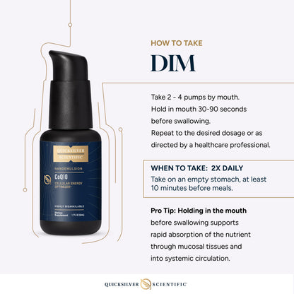 Quicksilver Scientific Nanoemulsified DIM - Liposomal DIM Supplement to Support Healthy Hormone Balance for Women & Men - Soy-Free Detox & Immune Support (1.7oz / 50ml) Quicksilver ScientificUS supplements
