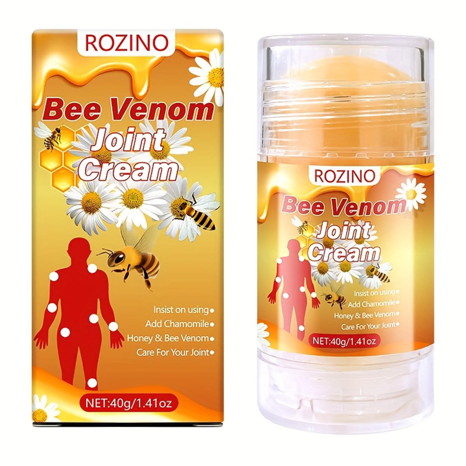 Bee Venom Joint Cream – Advanced Joint Support Cream with Honey & Chamomile, Soothing Formula for Aches & Stiffness in Knees, Hands, Back, Natural Relief Cream for Daily Joint Care (Bee venom) GenericAu supplements