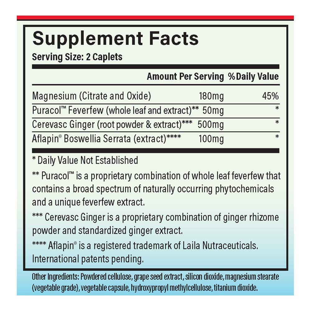 MigreLief-Now Fast-Acting Formula, As-Needed Nutritional Support for Migraine and Headache Sufferers - 60 Vegetarian Capsules MigreLiefAu supplements