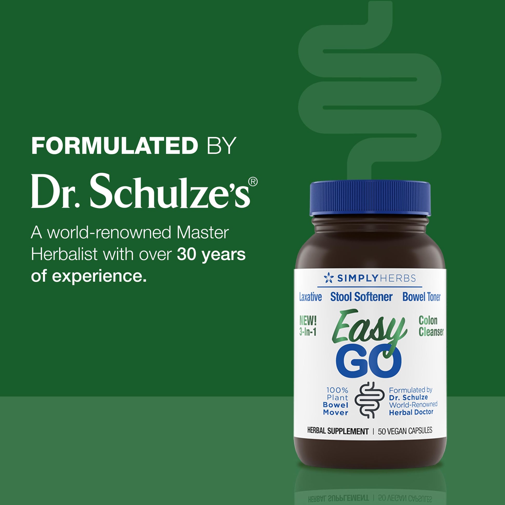 Simply Herbs Easy Go Bowel Mover - Adult Cleansing Supplement for Colon Health Support - Bowel Movement Aid - Stool Softener - Daily-Use Laxative - Plant-Based Ingredients - Vegan - 50 Count Dr. Schulze'sAu supplements
