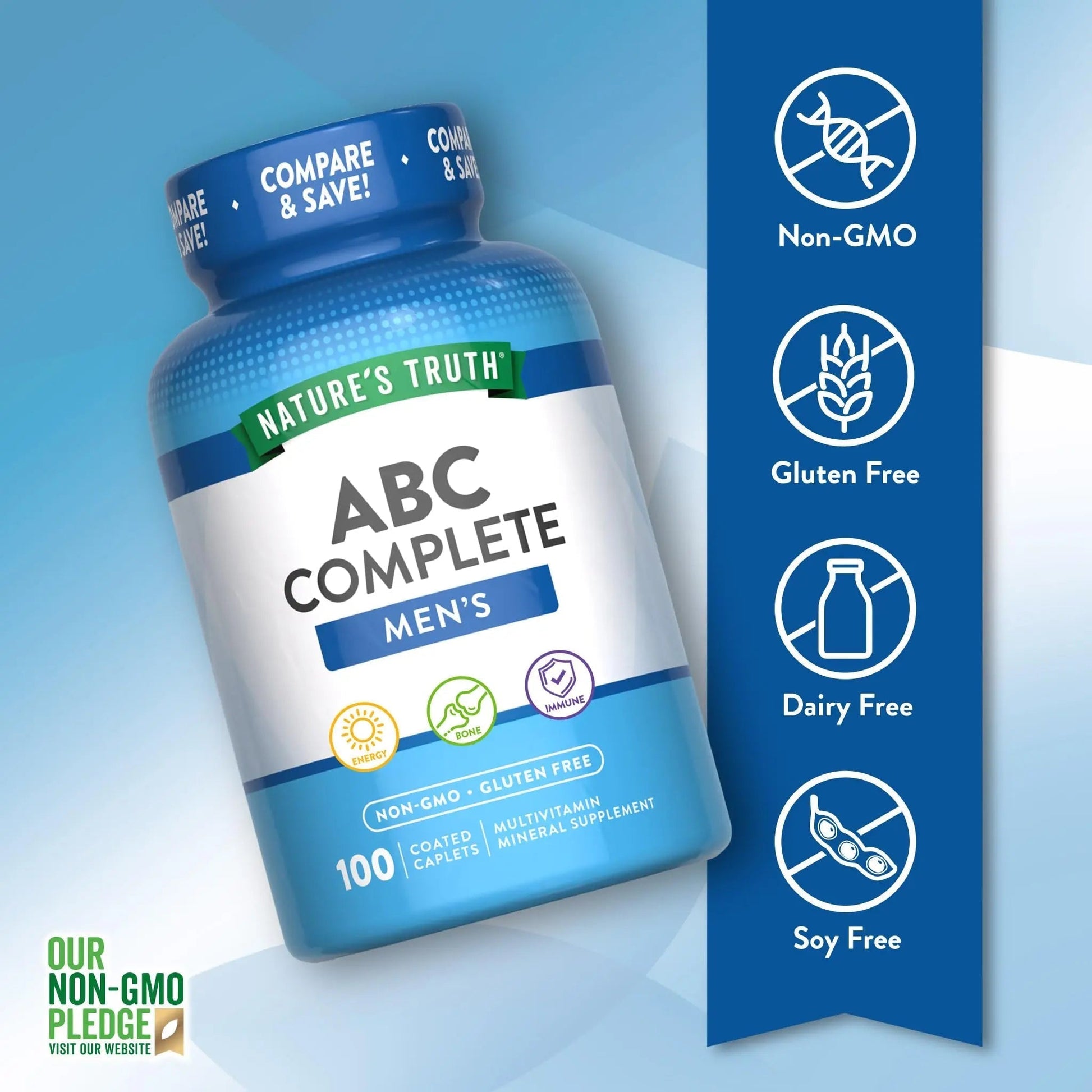 Nature's Truth Multivitamin for Men | with Iron, Vitamins A, C, D & E | 100 Caplets | Non-GMO & Gluten Free for Adults Nature's TruthAu supplements