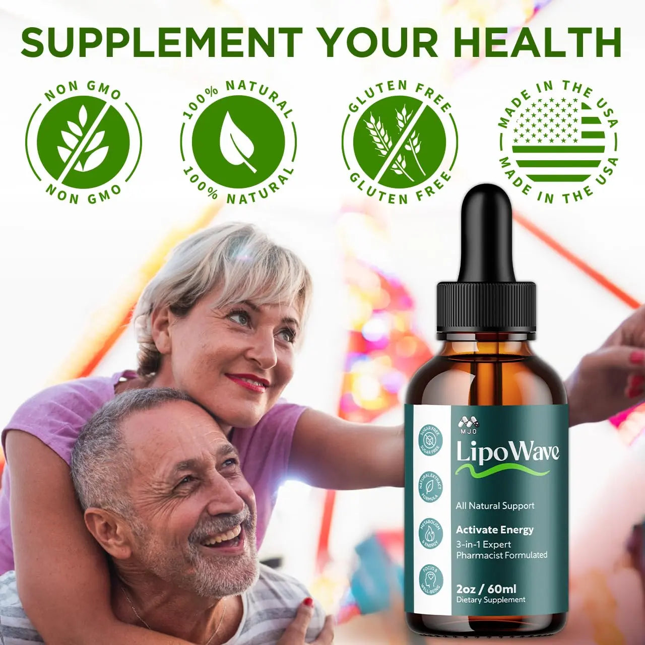 (2 Pack) Lipowave Drops, Official LipoWave Drops with All Natural Ingredients, Advanced Overall Health and Wellness Vitamin Supplement Formula for Maximum Strength Multivitamin Support (60 Servings) MJOnz supplements