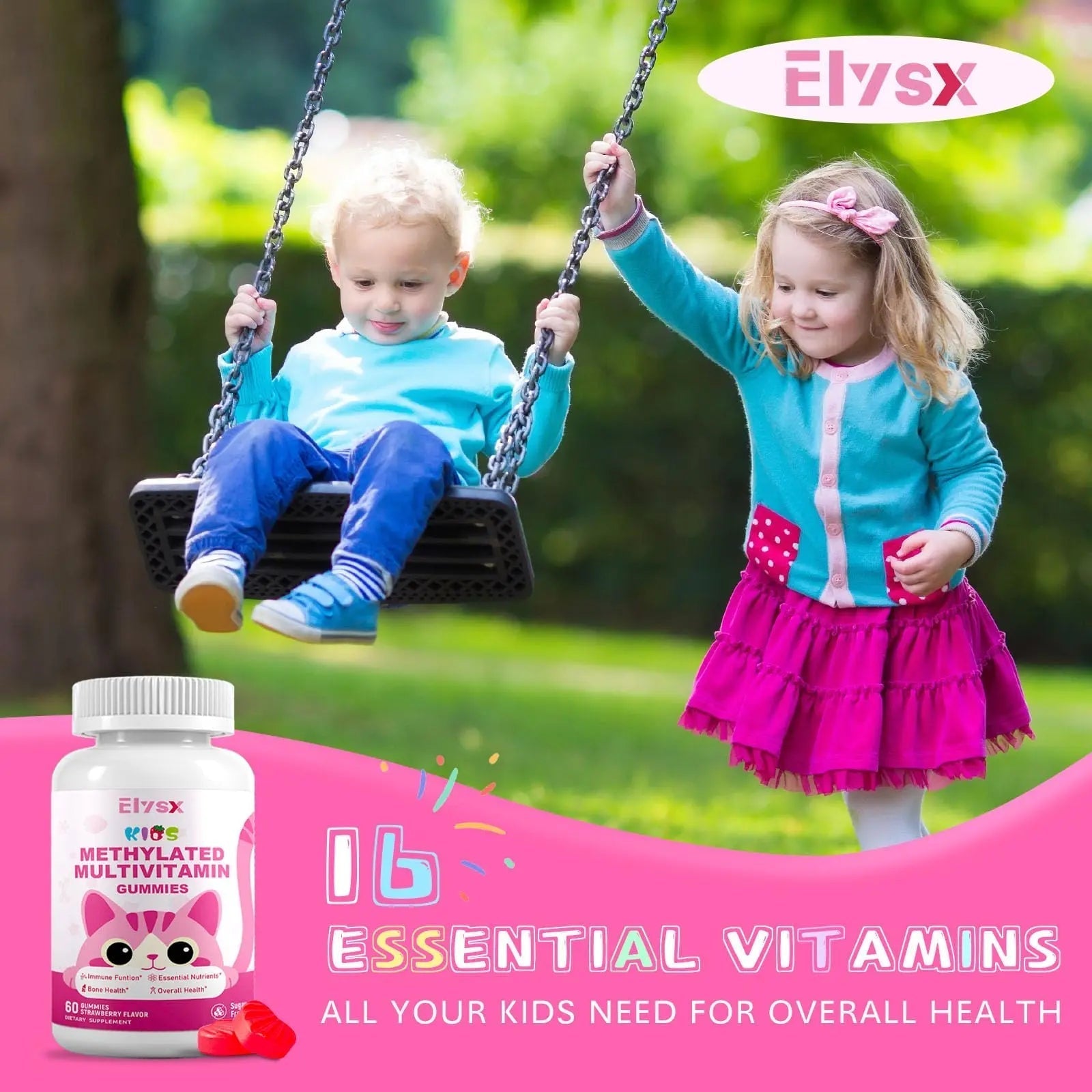 Elysx Kids Methylated Multivitamin Chewable & Liposomal Magnesium Glycinate 400mg Gummies, Immune & Brain, Muscle & Relax ElysxAu supplements