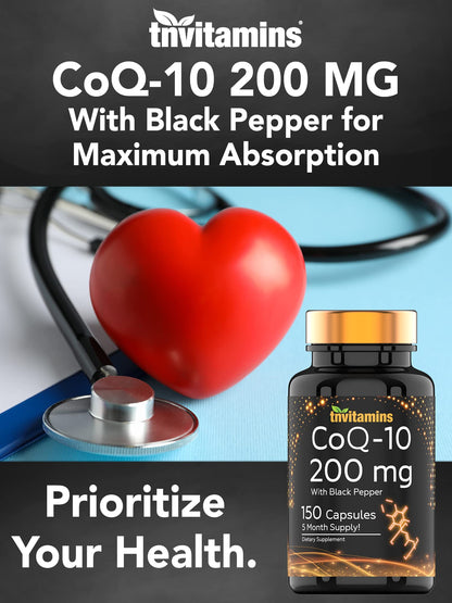 tnvitamins Ultra Potent CoQ-10 200 MG - 150 Capsules with Black Pepper Extract tnvitaminsUS supplements