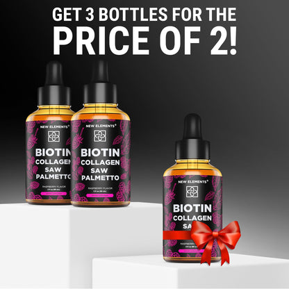 Liquid Biotin with Collagen & Saw Palmetto Extract for Women and Men | Hair Growth New ElementsUS supplements