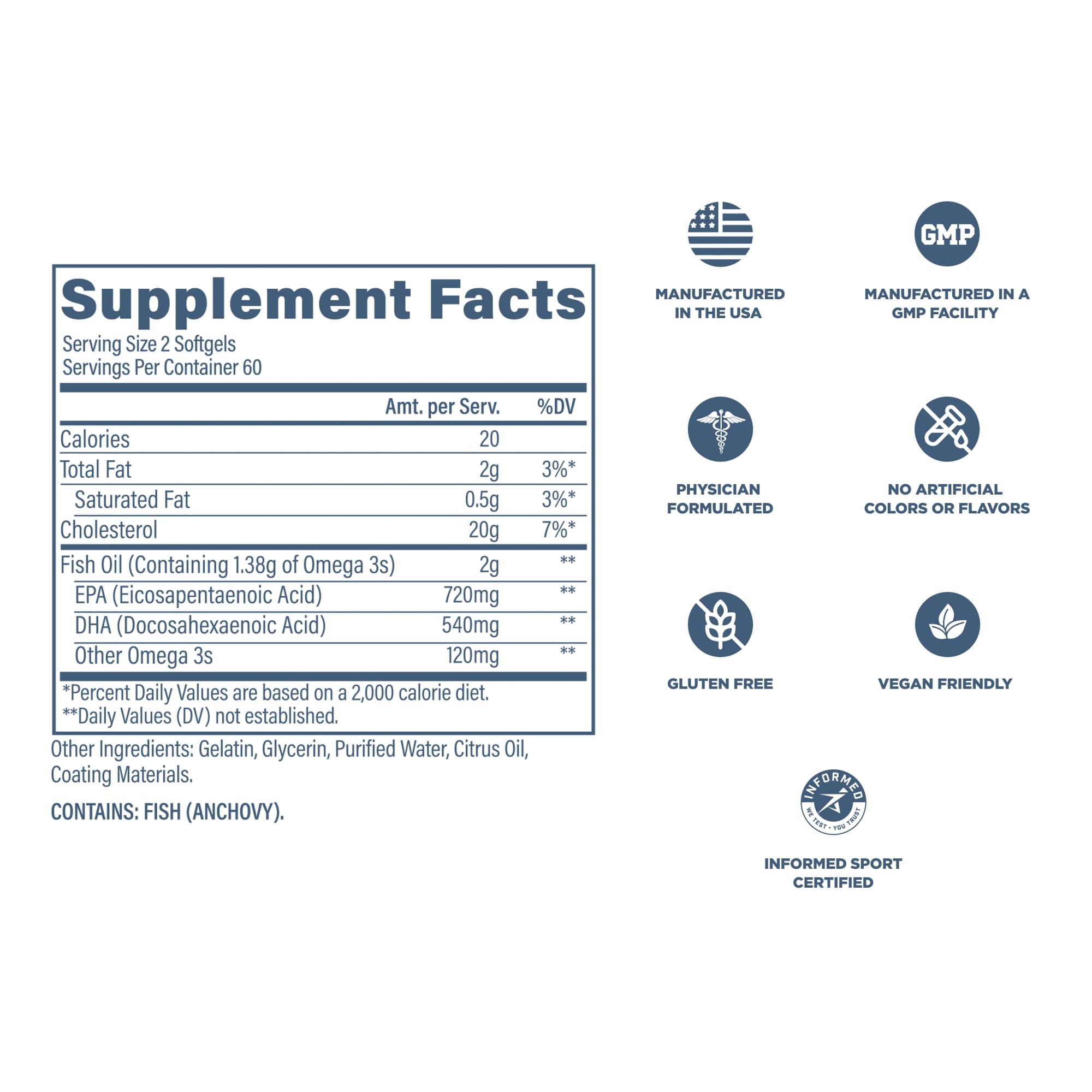 Revive MD Omega 3 Fish Oil Supplements for Men & Women – Softgels with EPA & DHA Fatty Acids for Healthy Skin & Joints, Heart & Brain Support – Vegan-Friendly, Gluten-Free (120 Softgels) ReviveAu supplements