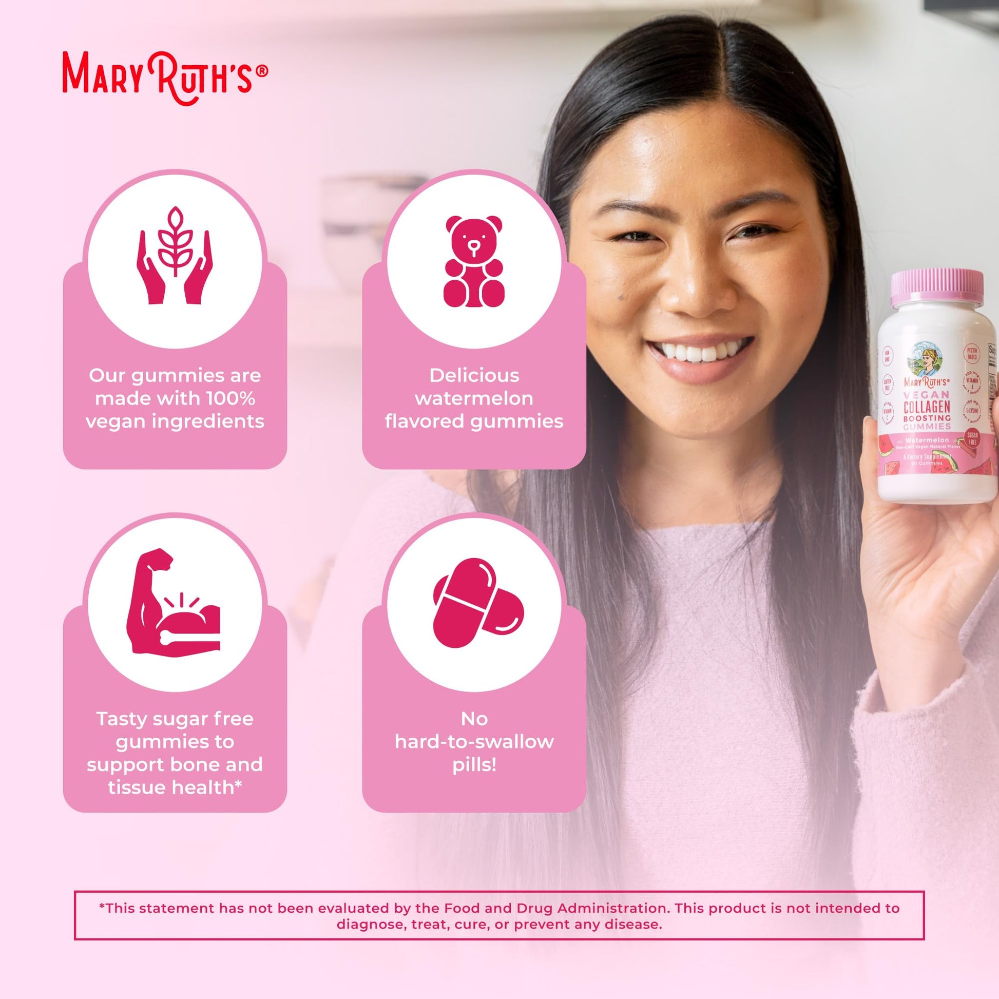 MaryRuth Organics Vegan Collagen for Women & Men, Collagen Boosting Gummies, Skin Care, Lysine, Vitamin C, Vitamin A, Amla, Supplement for Hair & Skin, Vegan, Non-GMO, Gluten Free, 90 Servings MARYRUTH'SUS supplements