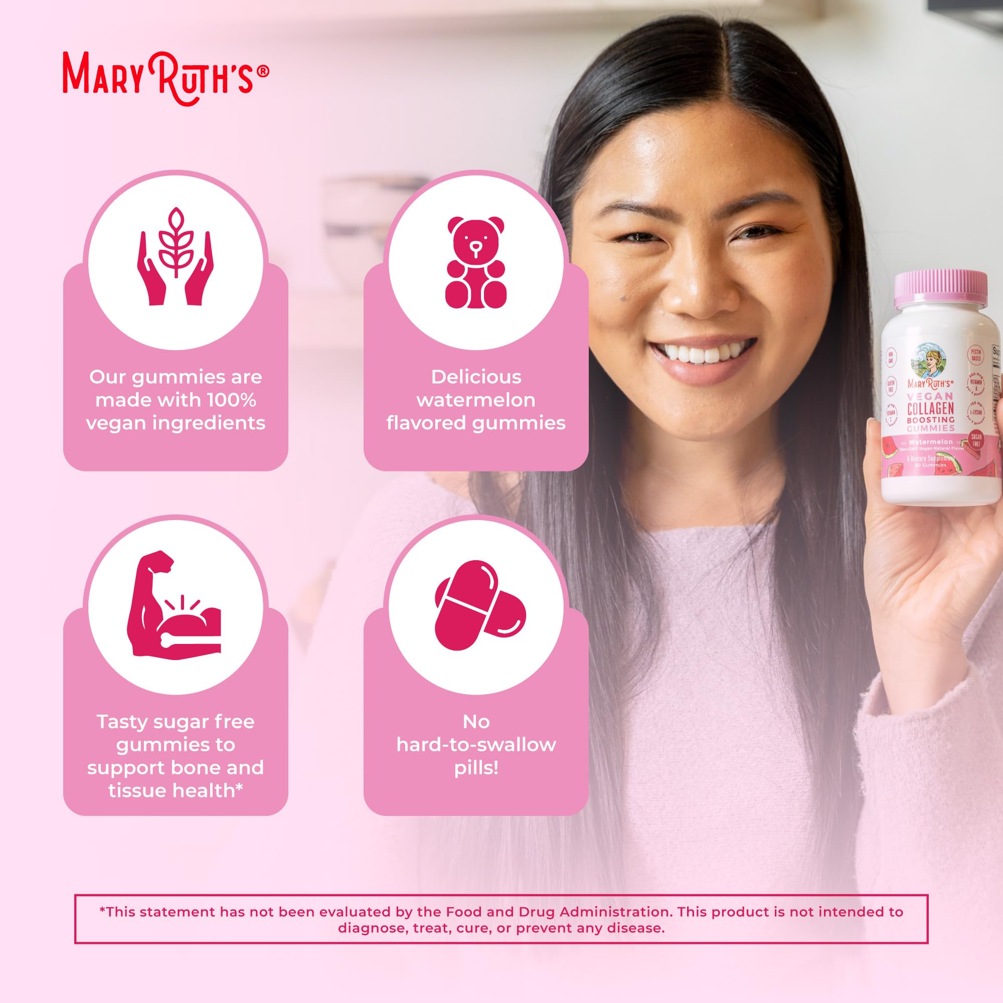 MaryRuth Organics Vegan Collagen for Women & Men, Collagen Boosting Gummies, Skin Care, Lysine, Vitamin C, Vitamin A, Amla, Supplement for Hair & Skin, Vegan, Non-GMO, Gluten Free, 90 Servings MARYRUTH'SUS supplements