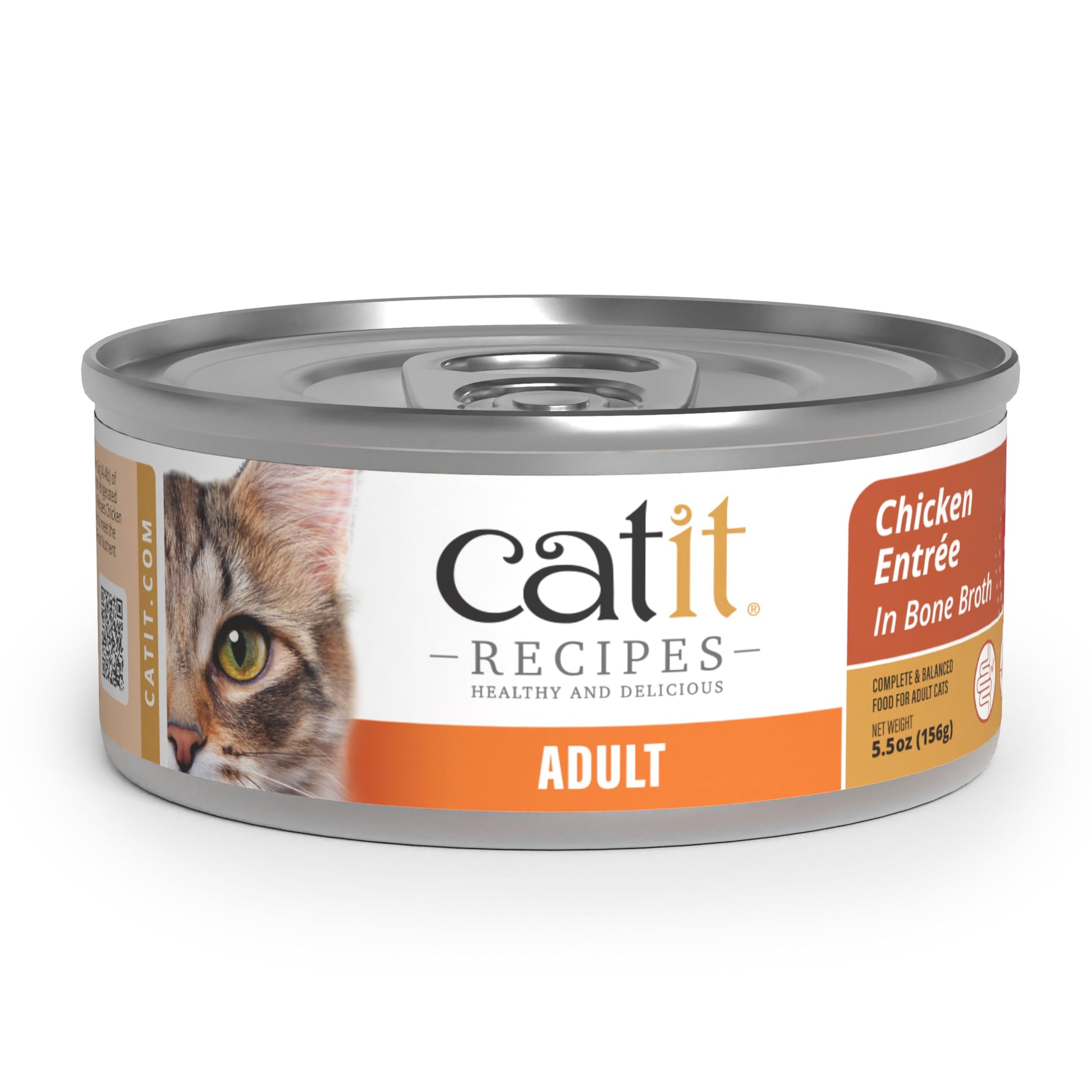 Catit Recipes Adult Chicken Entrée – High-Protein Wet Cat Food with Bone Broth Hydration, Prebiotics & Postbiotics for Gut Health, Omega-3 for Skin & Coat, and Taurine for Heart Support 3oz (12/cs) CatitAu supplements