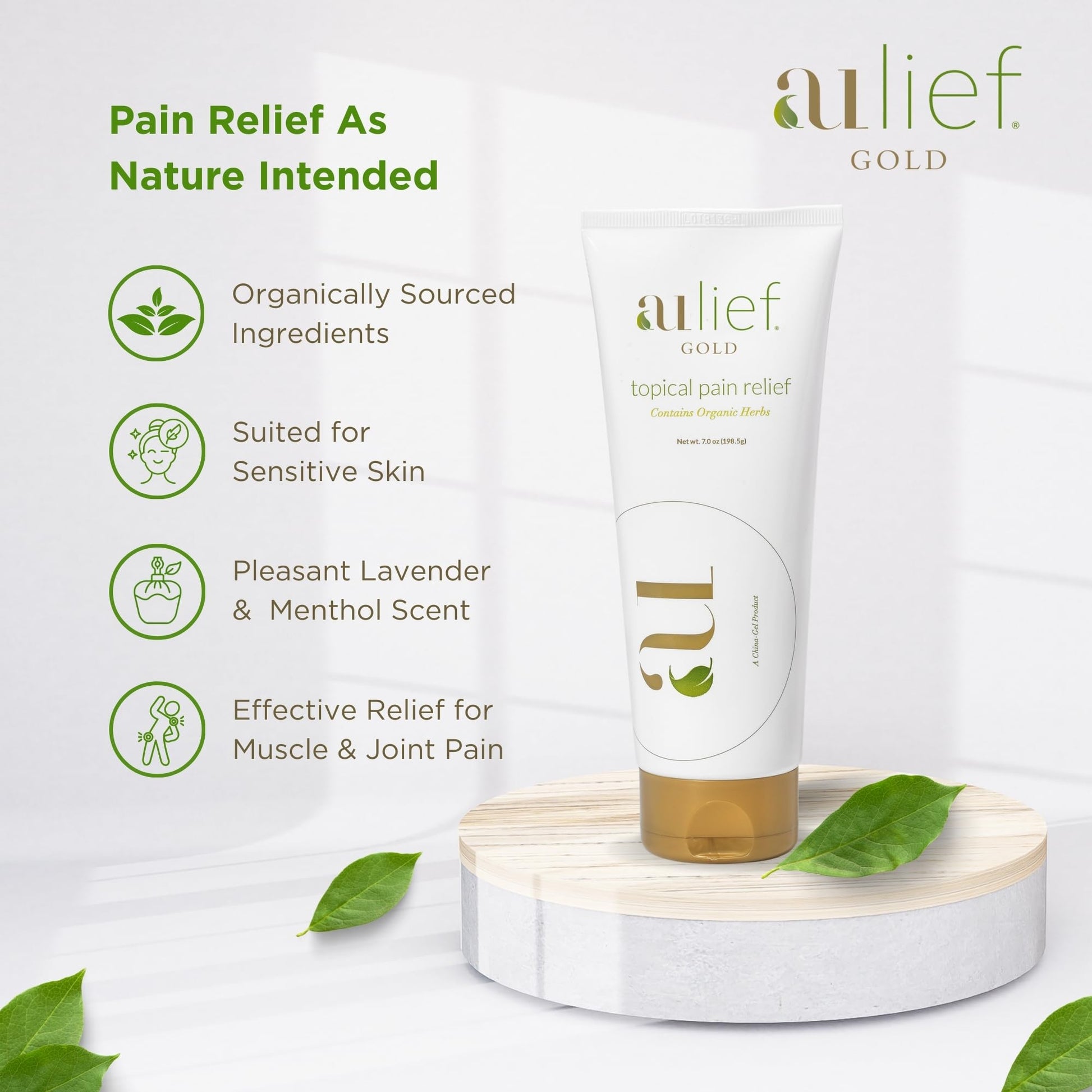 Aulief Gold Natural Pain Relief Cream – Organic Herbal Lotion for Arthritis, Joint Pain & Sore Muscles, Neck, Knee & Back Aches, Premium Organic Natural Pain Reliever, 3.2 Oz Tube AuliefAu supplements