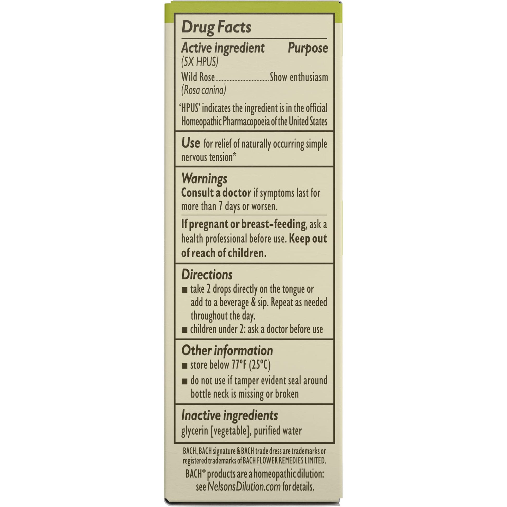 Bach Original Flower Remedies, Wild Rose for Enthusiasm (Non-Alcohol Formula), Natural Homeopathic BachAu supplements