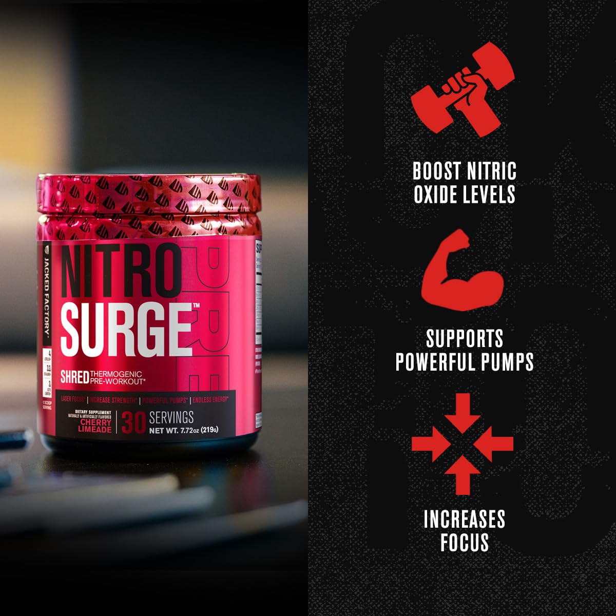 Jacked Factory NITROSURGE Shred Pre Workout Supplement - Energy Booster, Instant Jacked FactoryUS supplements