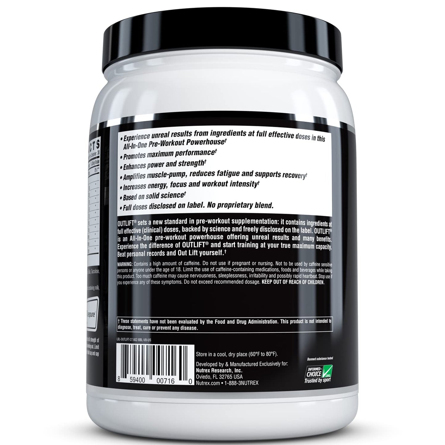 Nutrex Outlift Clinically Dosed Pre Workout Powder with Creatine, 8G Citrulline, BCAA Nutrex ResearchUS supplements