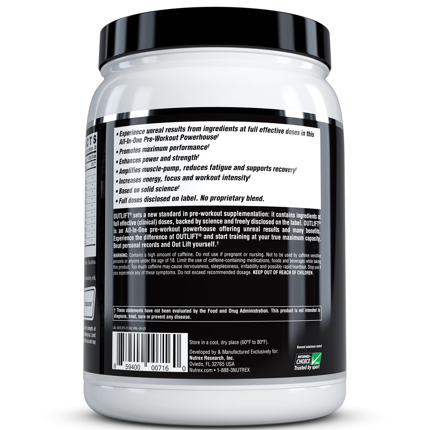 Nutrex Outlift Clinically Dosed Pre Workout Powder with Creatine, 8G Citrulline, BCAA Nutrex ResearchAu supplements