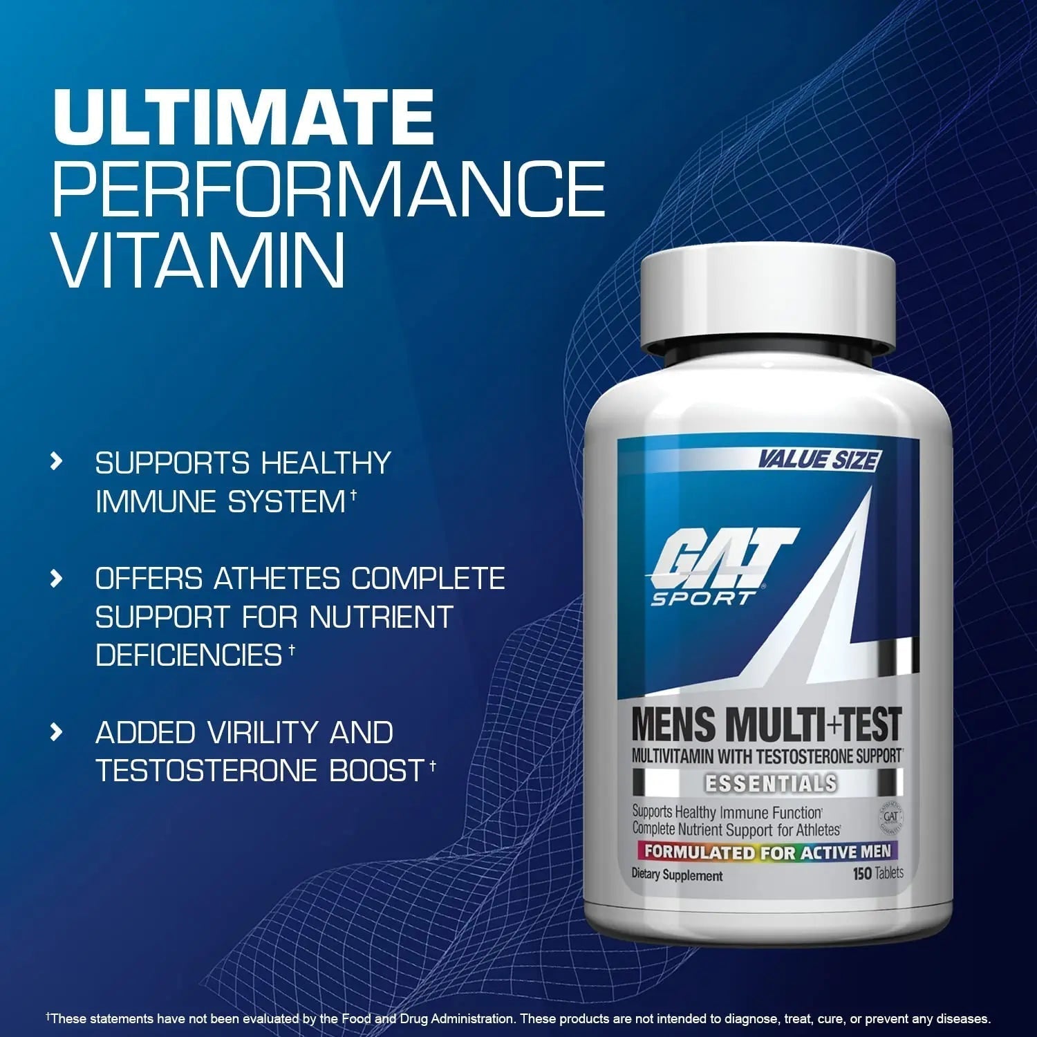 GAT SPORT Men's Multi + Test, Premium Multivitamin Tablets (150 Count) GAT SPORTAu supplements