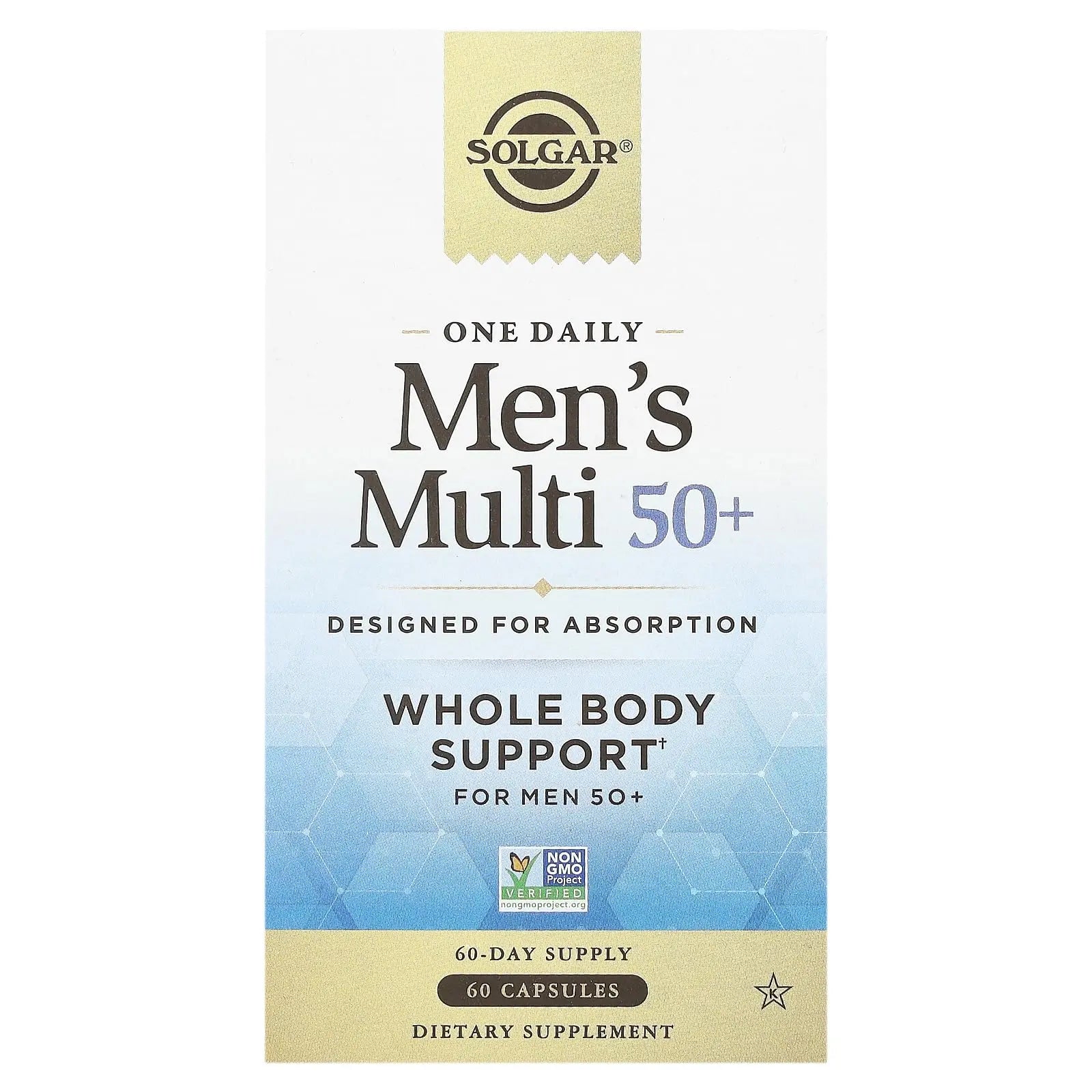 Solgar One Daily Men's Multi 50+ Whole Body Support for Men 50 and Older Highly Absorbable Delayed Release Heart, Energy SolgarAu supplements