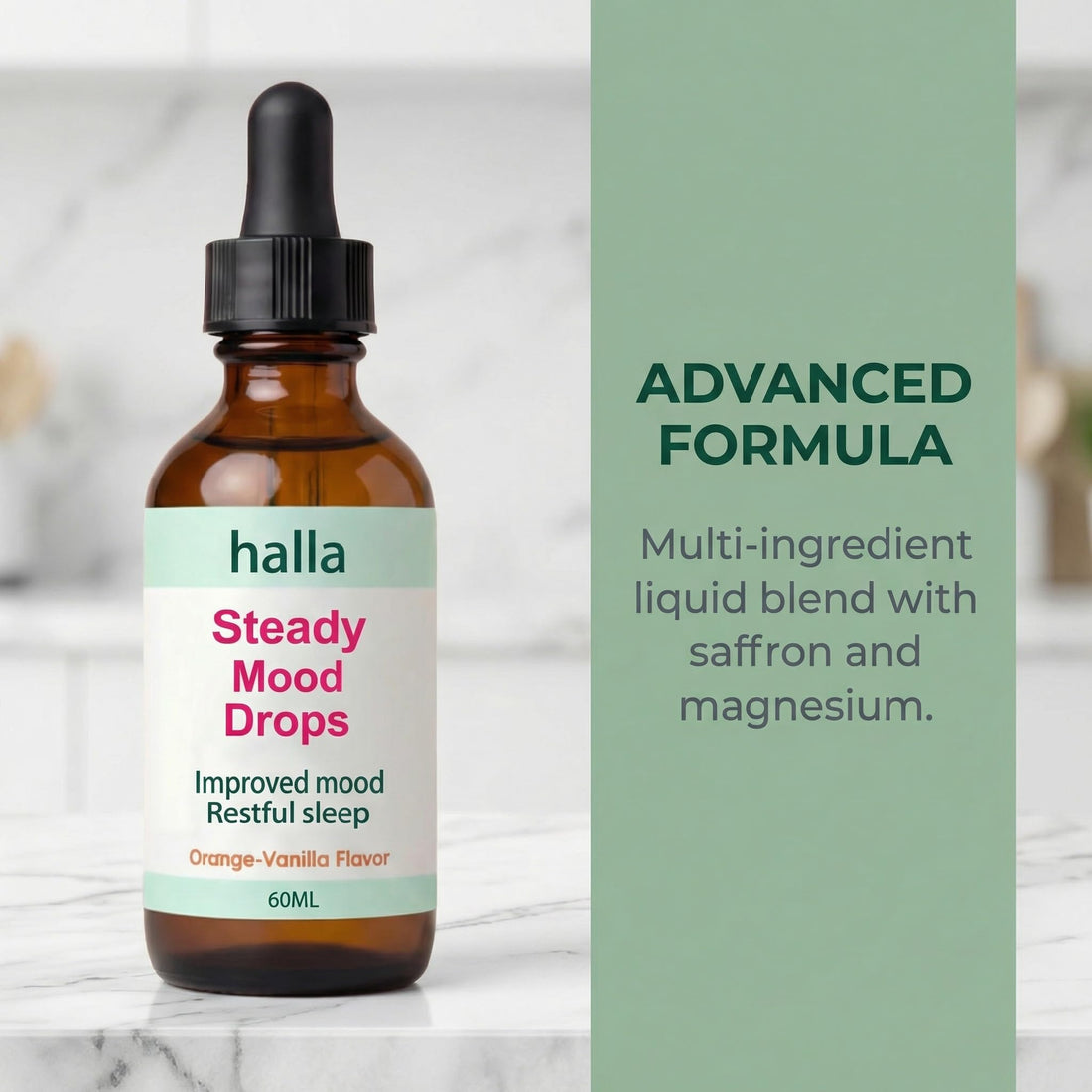 Halla Steady Mood Drops, with Saffron Extract – Fast Absorption Cognitive & Emotional Balance Supplement – Advanced Brain Nutrient Blend – Orange Vanilla Flavor, 2 fl oz DFTLUUEAu supplements