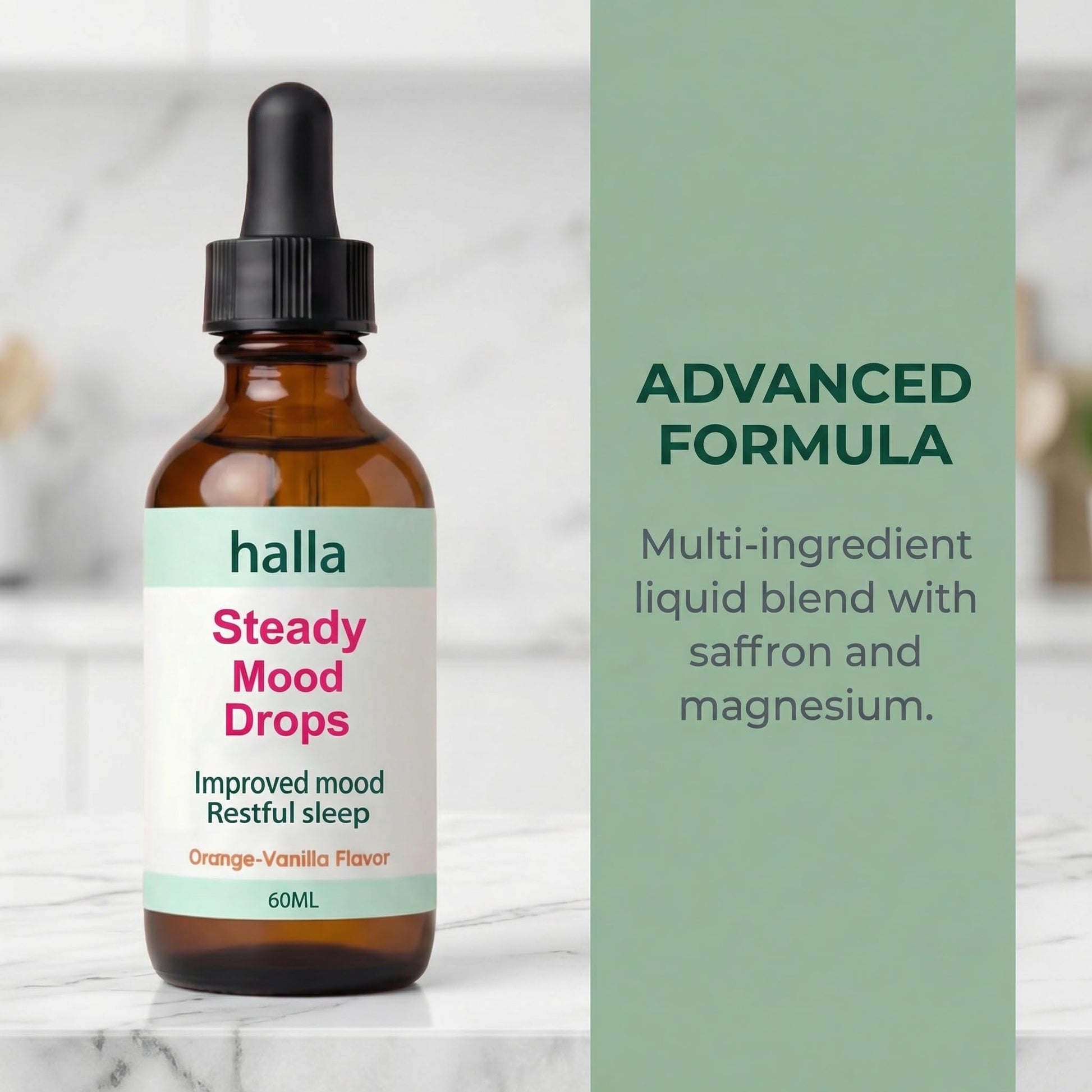 Halla Steady Mood Drops, with Saffron Extract – Fast Absorption Cognitive & Emotional Balance Supplement – Advanced Brain Nutrient Blend – Orange Vanilla Flavor, 2 fl oz DFTLUUEAu supplements