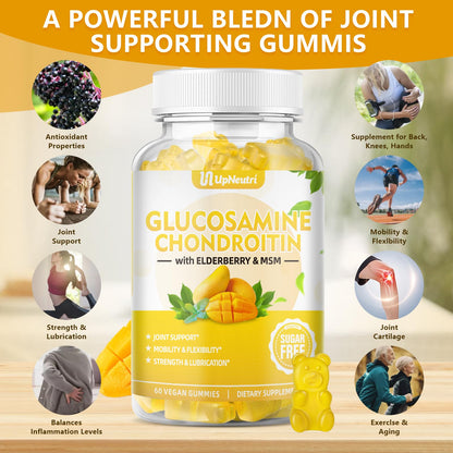 Sugar Free Glucosamine Chondroitin Gummies, Extra Strength 1500mg Glucosamine UPNEUTRIUS supplements