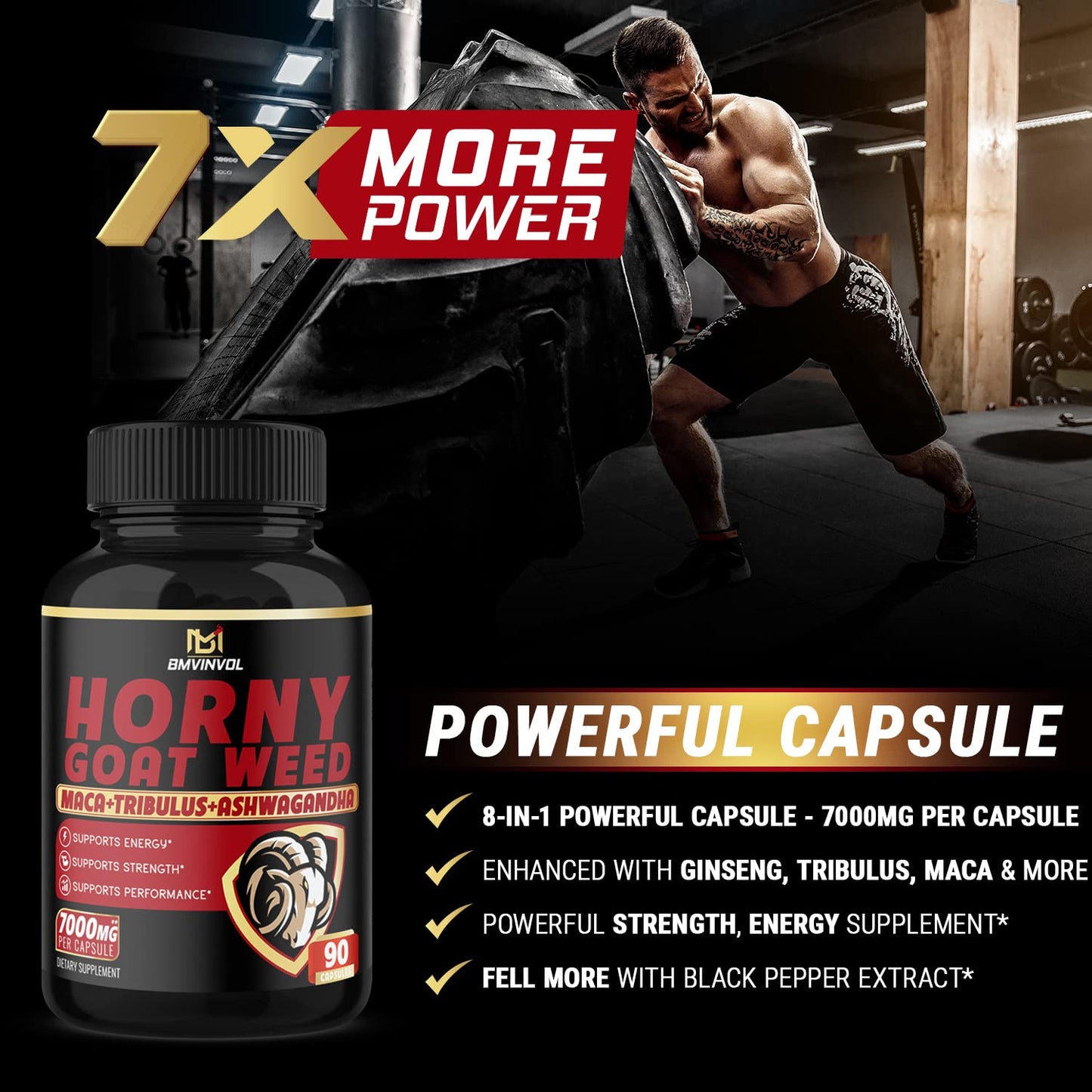 BMVINVOL Horny Goat Weed Capsules - 7000mg Herbal Equivalent BMVINVOLUS supplements