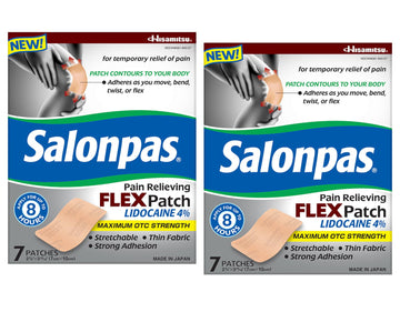Salonpas Temporary Pain Relieving Flex Patch with Lidocaine 4%, Maximum OTC Strength, Stretchable Thin Fabric, Strong Adhesion, Contours to Body, Apply for Up to 8 Hours 7 ct (Pack of 2) SalonpasAu supplements