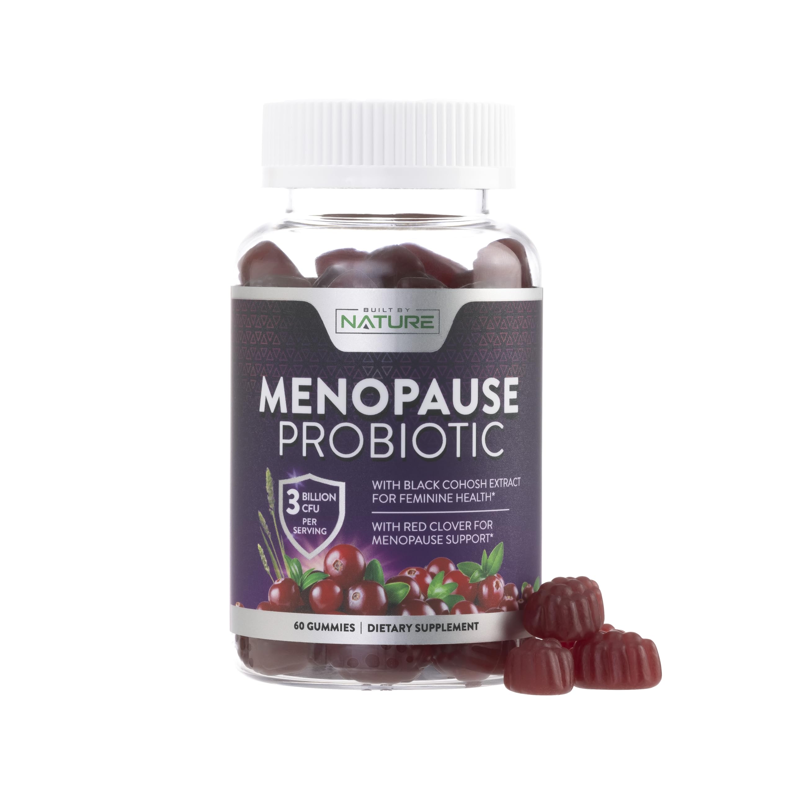 Menopause Supplements for Women - Menopause Probiotic Gummy - Women’s Menopause Relief for Hot Flashes, Night Sweats & Mood Swings with Black Cohosh & Cranberry - Non-GMO, Vegan - 60 Gummies Built by NatureAu supplements