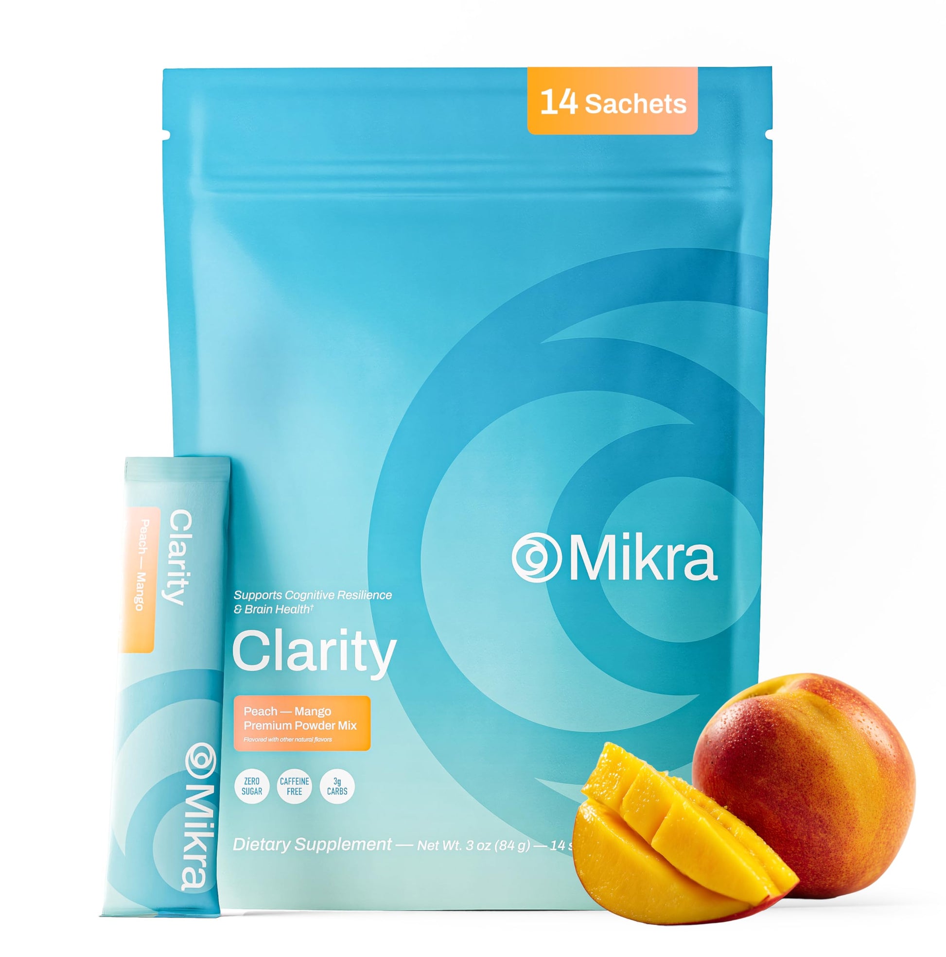 Mikra Clarity Nootropic Focus Drink Mix - Daily Cognitive & Calm Support Formula with Citicoline, Lion’s Mane & L-Theanine - Calm Drink Mix & Focus Aid for Energy and Clarity - 14 Single-Serve Sachets MikraAu supplements