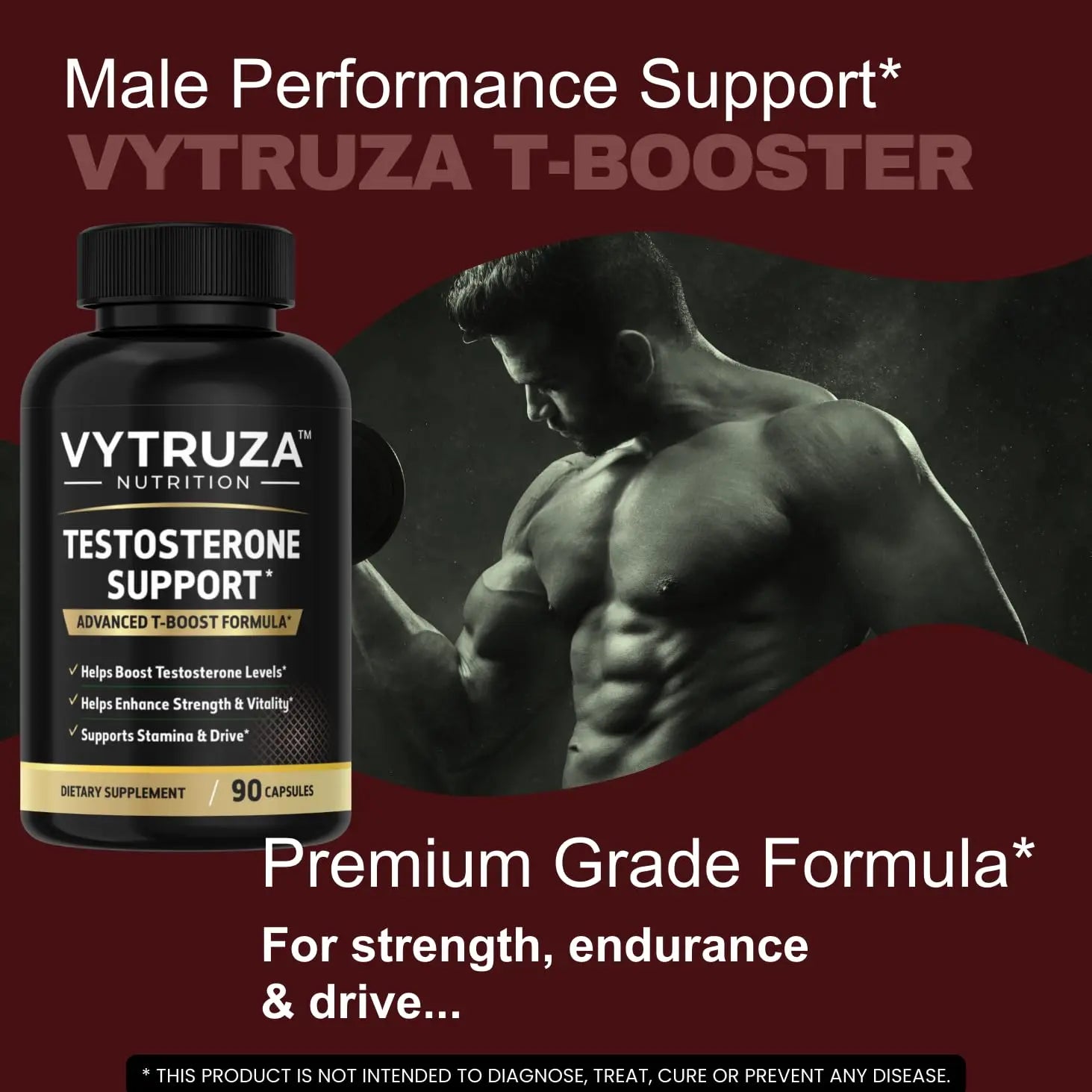 VYTRUZA Nutrition Advanced T-Boost Formula Test Support Capsules, Premium Ingredients, Energy, Strength Support Supplement for Men, 90 Capsules VYTRUZAAu supplements