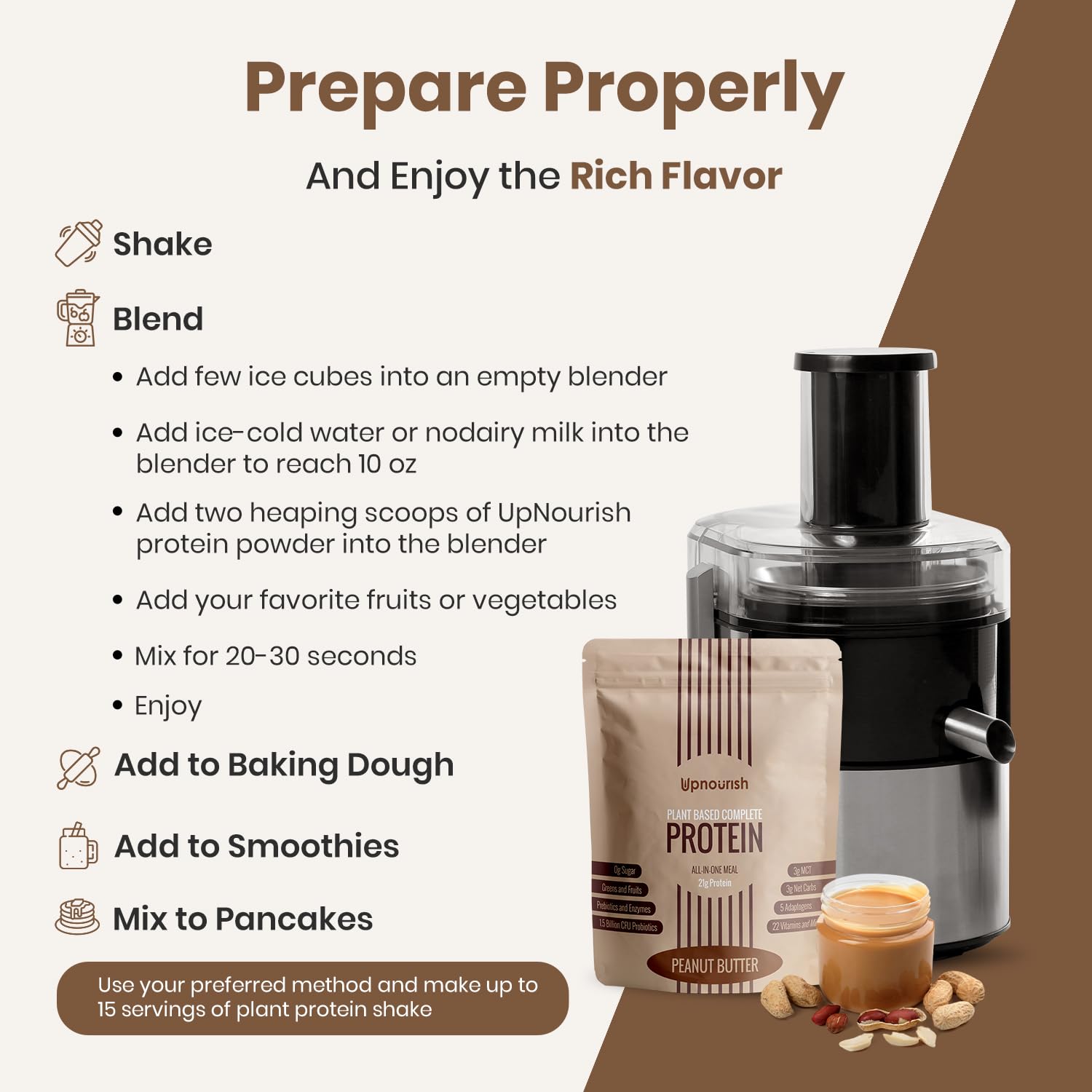 UpNourish Peanut Butter Vegan Protein Powder 54 Superfoods Powder,1.5 Billion CFU Probiotics 21g Plant Based Protein,No Sugar No Dairy No GMO Dairy Free,Meal Replacement Shake Keto-Friendly Low-Carb Diet,15 Servings UpNourishAu supplements