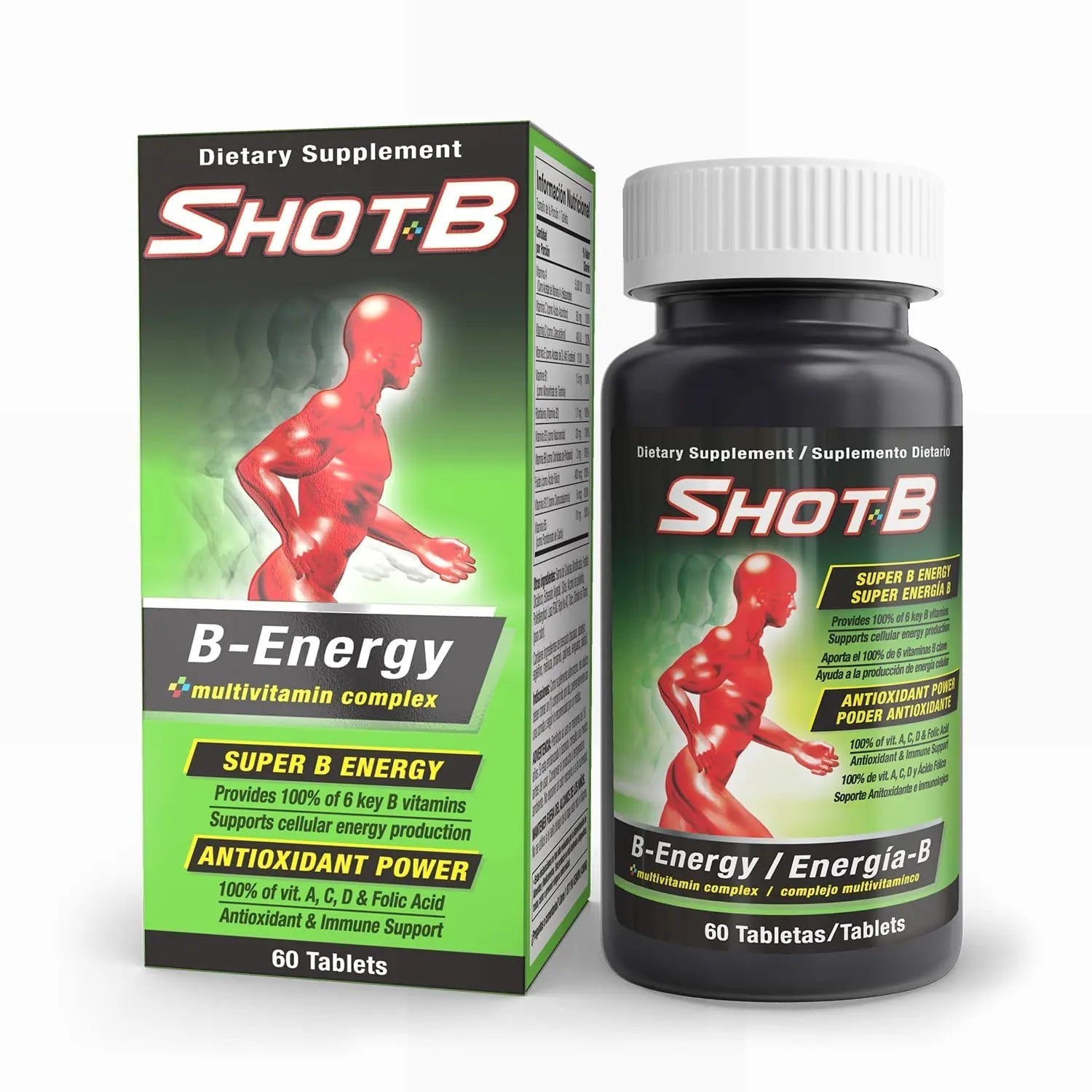 Shot B Multivitamin Complex, B-Energy, Vitamin B Complex with Antioxidant Support, B Complex Vitamins with A, C, D, E & Folic Acid Shot BAu supplements