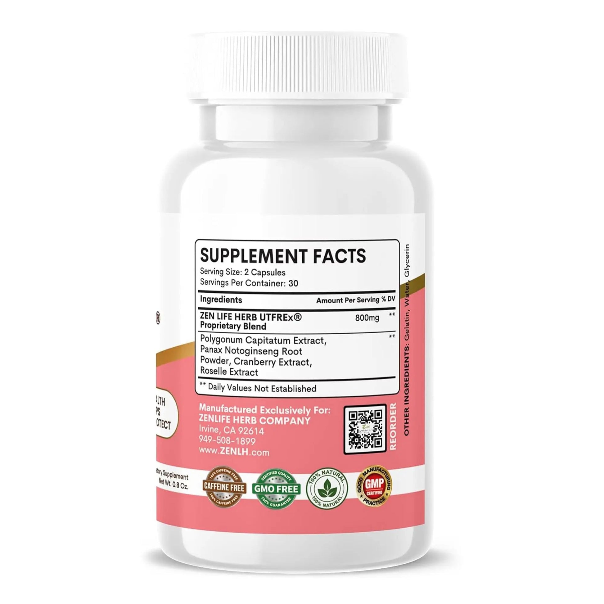 ZEN LIFE HERB UTFREx – Fast Acting - Promotes Urinary Tract Health Supports Healthy Immune and Urinary System, No Vitamins, Minerals, Prebiotics, Sugar, Plant-Based Supplement (60 Capsules) ZEN LIFE HERBAu supplements
