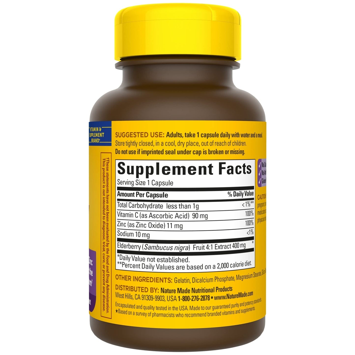 Nature Made Elderberry 400 mg Extract with Vitamin C and Zinc, Dietary Supplement Nature MadeUS supplements
