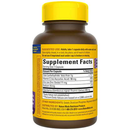 Nature Made Elderberry 400 mg Extract with Vitamin C and Zinc, Dietary Supplement Nature MadeUS supplements