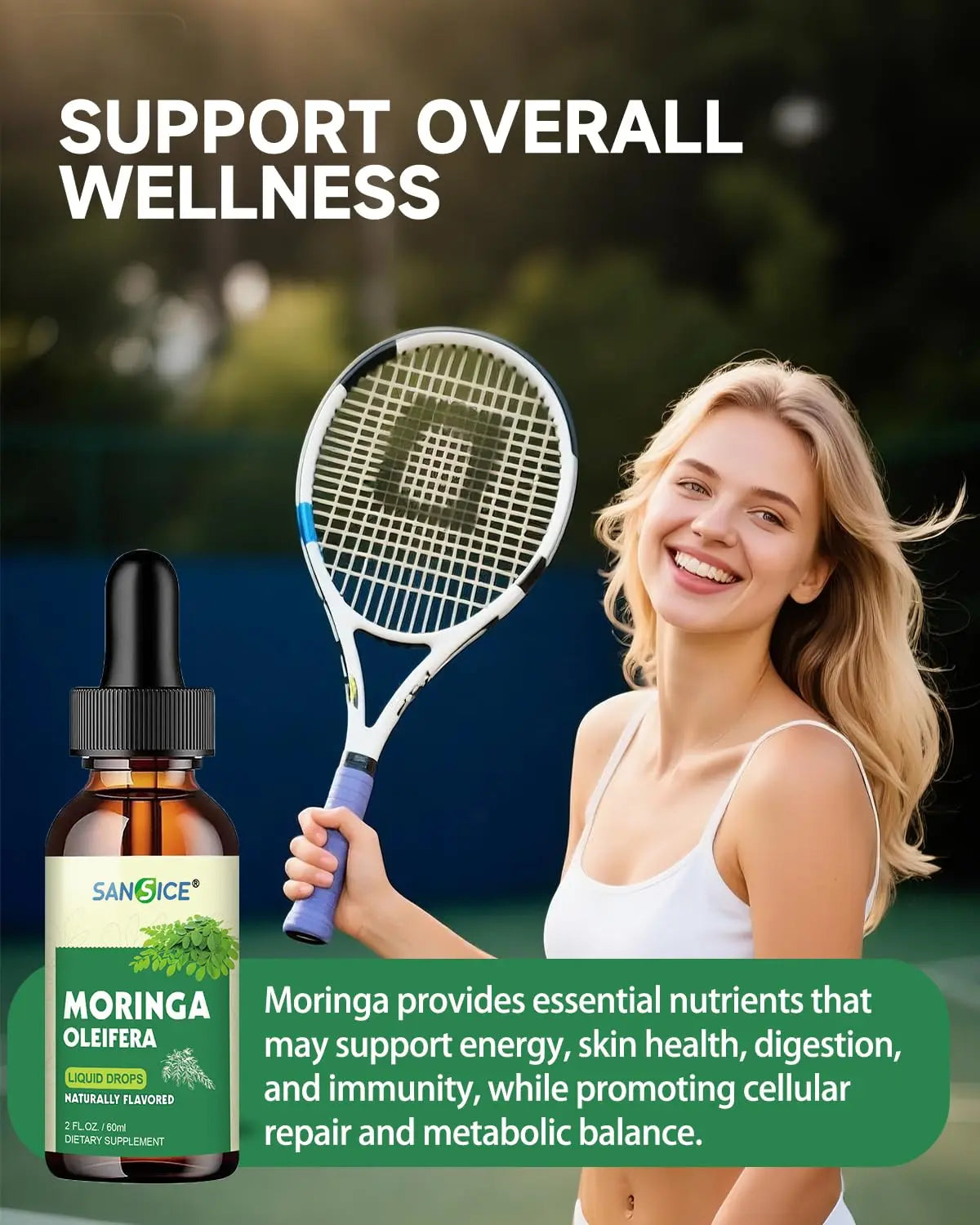 SANSICE Organic Moringa Supplement, Liquid Moringa Leaf Extract for Women & Men, Lymphatic Drainage Supplement with Echinacea for Lymph System Support SANSICEnz supplements