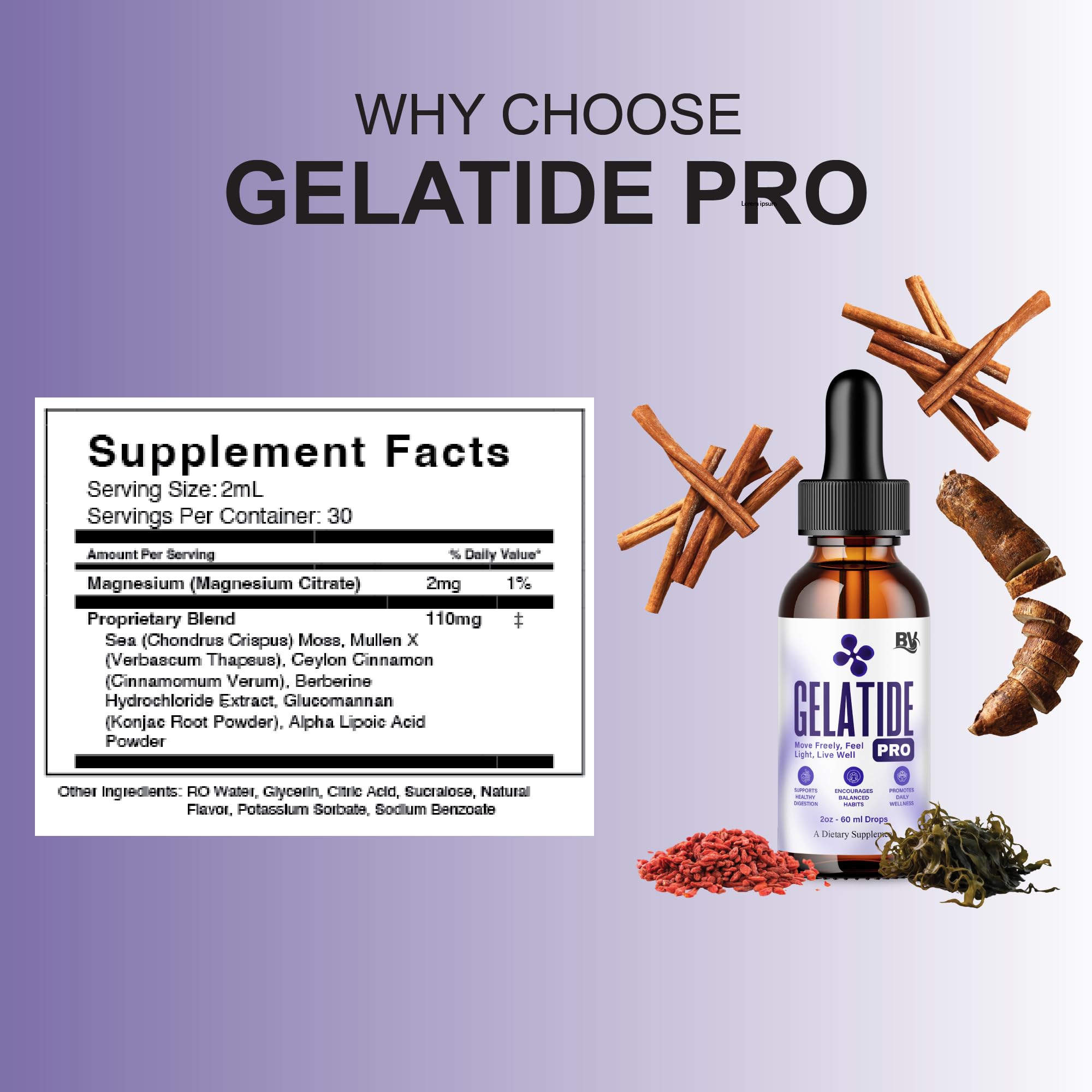 BLUE VIBE Gelatide Liquid Drops, Gela Tide Advanced Maximum Strength Overall Health & Wellness Support Supplement, Gelatide Premium Daily Health and Overall Energy Formula (2oz / 60ml) BLUE VIBEAu supplements