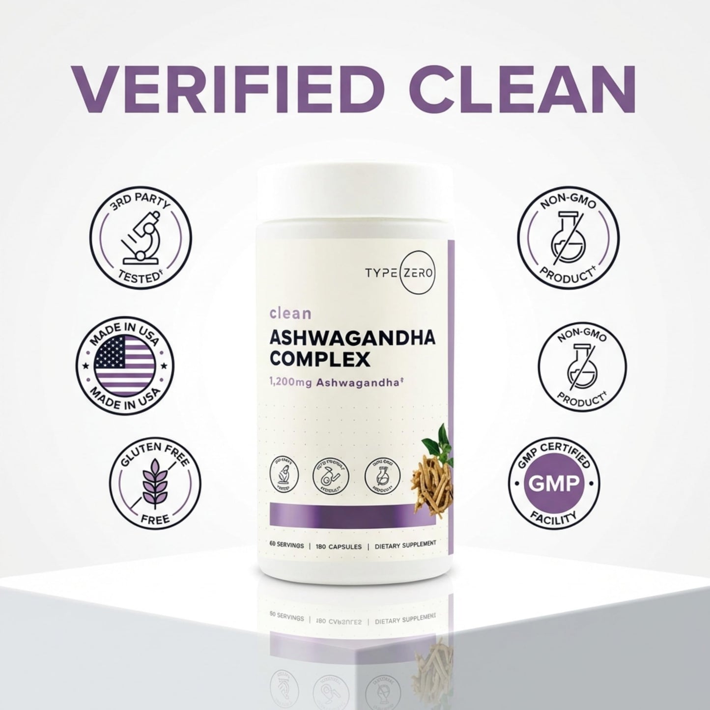 Type Zero KSM-66 Ashwagandha Root Extract 1,200mg, 60 Servings - High Potency 5% Withanolides - with Turmeric, Rhodiola Rosea and BioPerine Black Pepper Extract - 180 Veggie Caps Type ZeroUS supplements