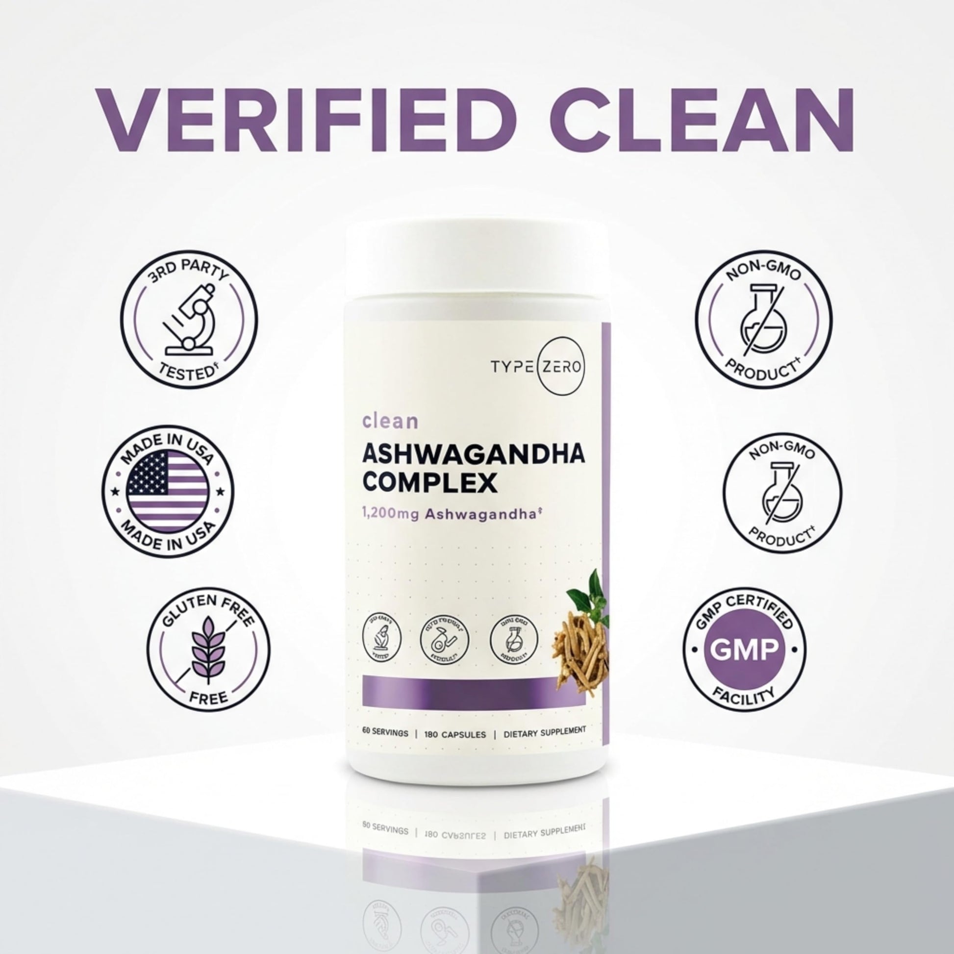 Type Zero KSM-66 Ashwagandha Root Extract 1,200mg, 60 Servings - High Potency 5% Withanolides - with Turmeric, Rhodiola Rosea and BioPerine Black Pepper Extract - 180 Veggie Caps Type ZeroUS supplements