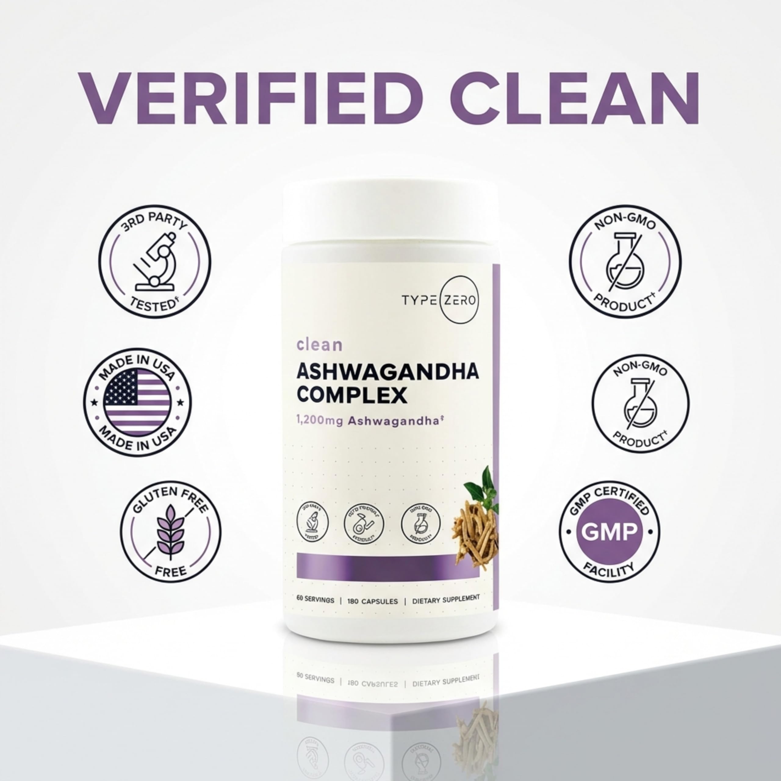 Type Zero KSM-66 Ashwagandha Root Extract 1,200mg, 60 Servings - High Potency 5% Withanolides - with Turmeric, Rhodiola Rosea and BioPerine Black Pepper Extract - 180 Veggie Caps Type ZeroUS supplements
