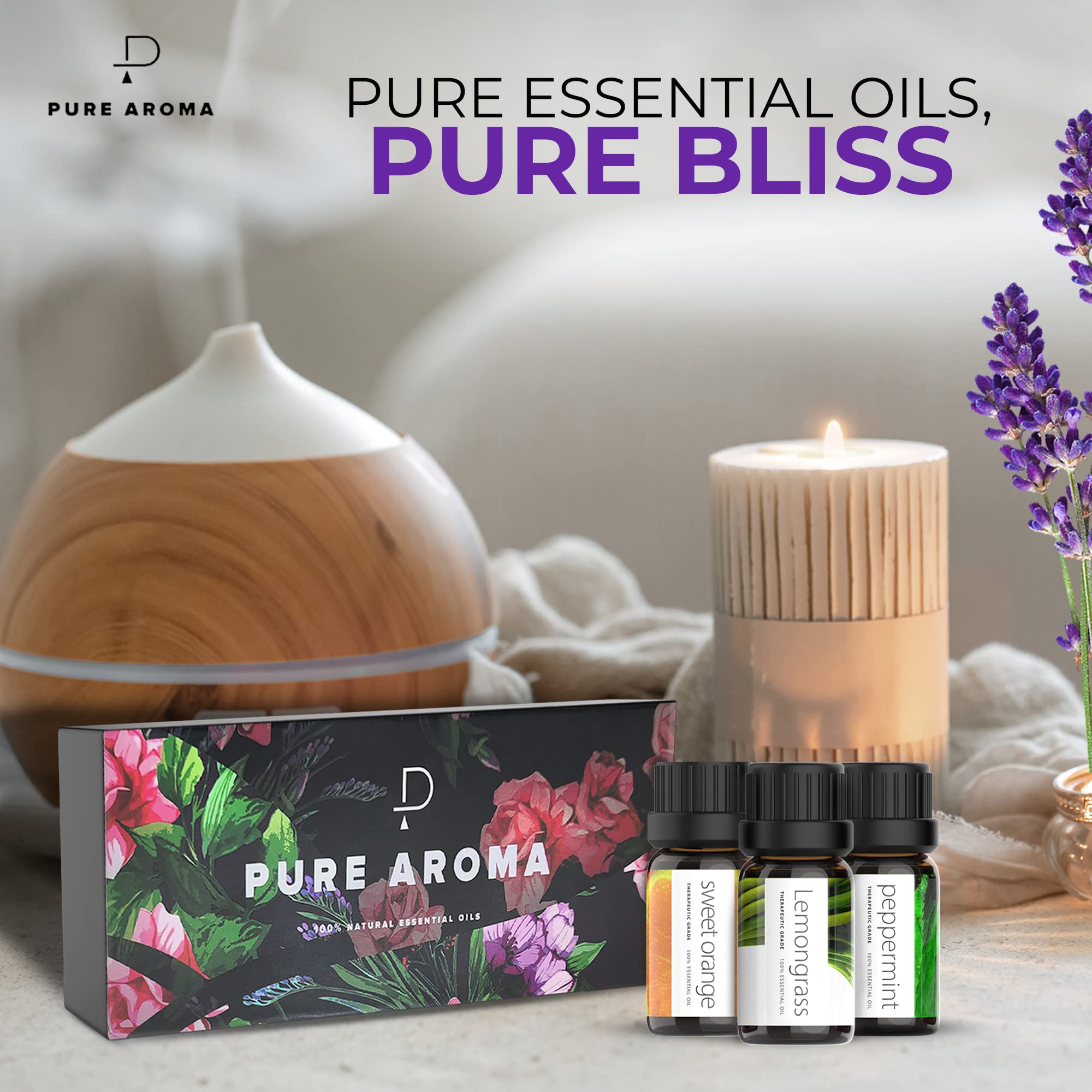 Essential Oils by PURE AROMA 100% Pure Oils kit- Top 6 Aromatherapy Oils Gift Set-6 Pack, 10ML Pure AromaAu supplements