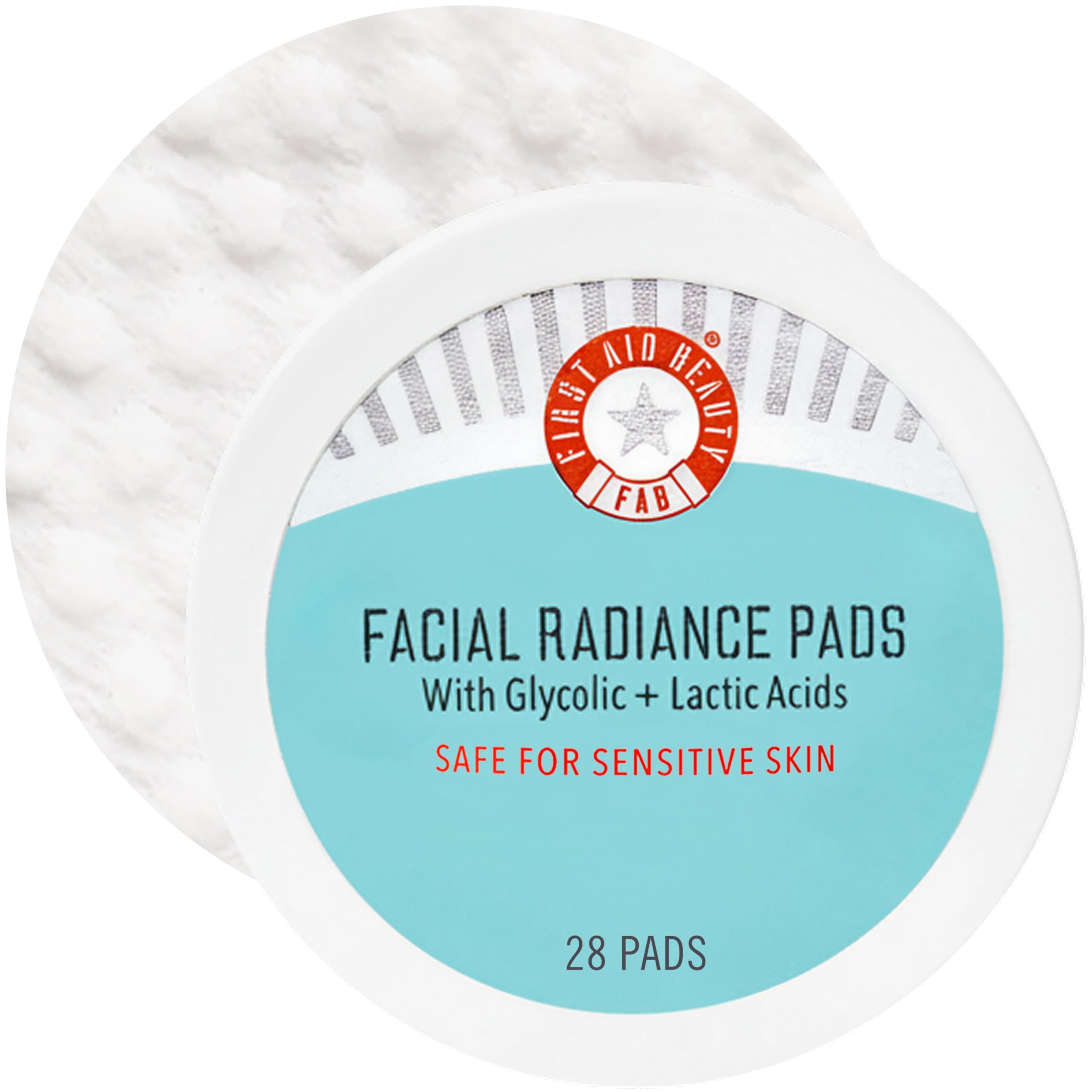 First Aid Beauty - Facial Radiance Pads with Glycolic & Lactic Acids, Daily Exfoliating Pads with AHA, Visibly Smaller Pores, Help Tone & Brighten Skin, One-Step Makeup Prep, Compostable, 28 First Aid BeautyAu supplements
