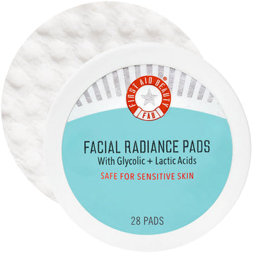 First Aid Beauty - Facial Radiance Pads with Glycolic & Lactic Acids, Daily Exfoliating Pads with AHA, Visibly Smaller Pores, Help Tone & Brighten Skin, One-Step Makeup Prep, Compostable, 28 First Aid BeautyAu supplements