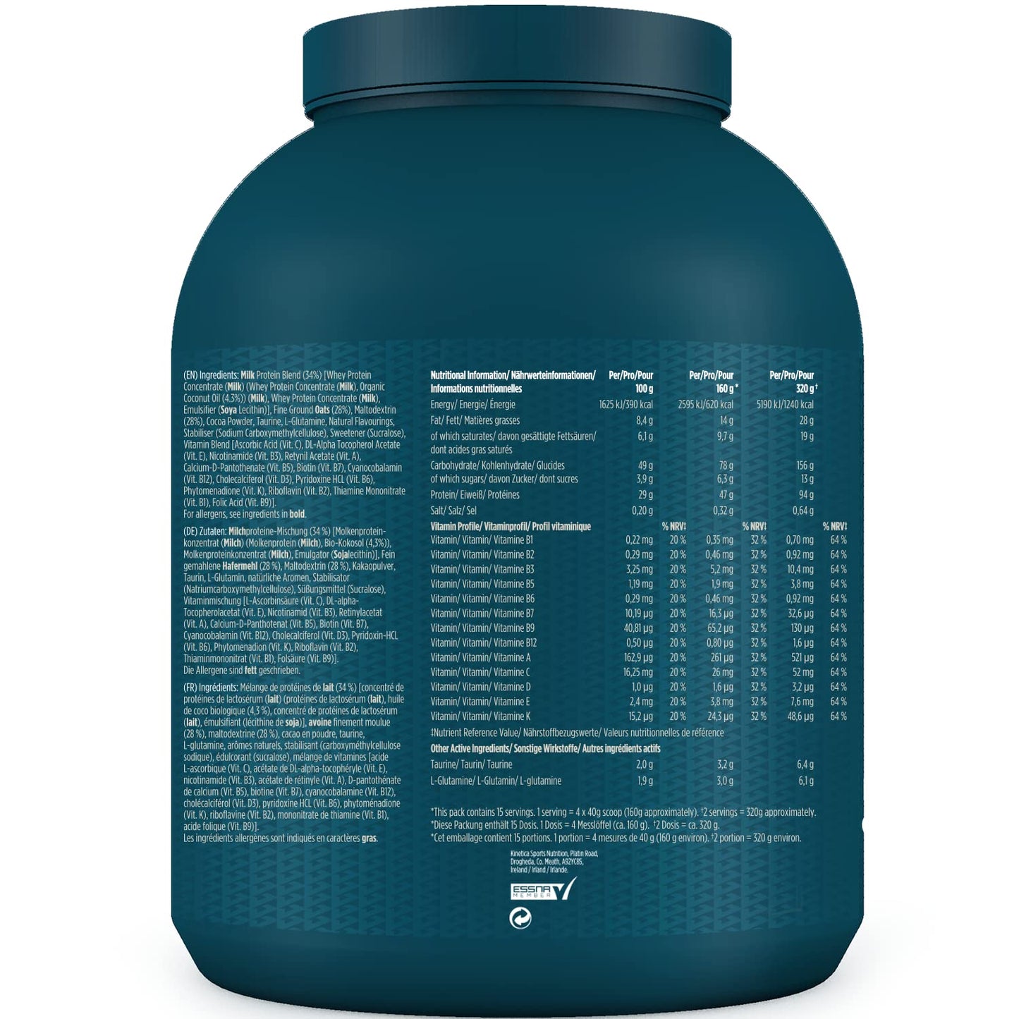 Kinetica OatGain Weight Gainer 600+ Calories & 47g Protein per Serving, 2.4 kg KineticaUS supplements