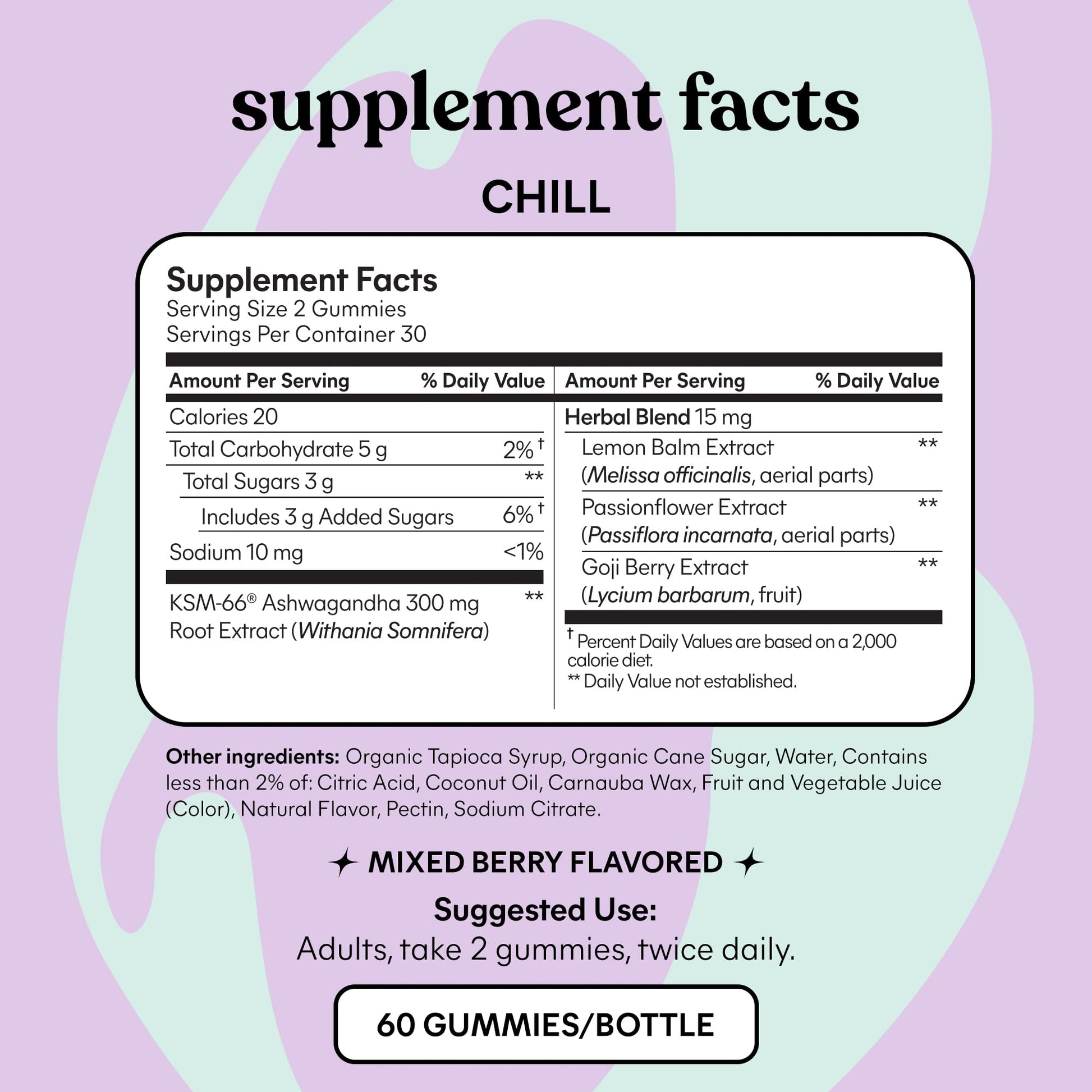 Lemme Chill Stress Relief Gummies with 300mg KSM-66 Ashwagandha, Lemon Balm, Passionflower & Goji to Support Relaxation, Healthy Cortisol & Sleep - Gluten-Free, Non-GMO, Mixed Berry (60 Count) LemmeAu supplements