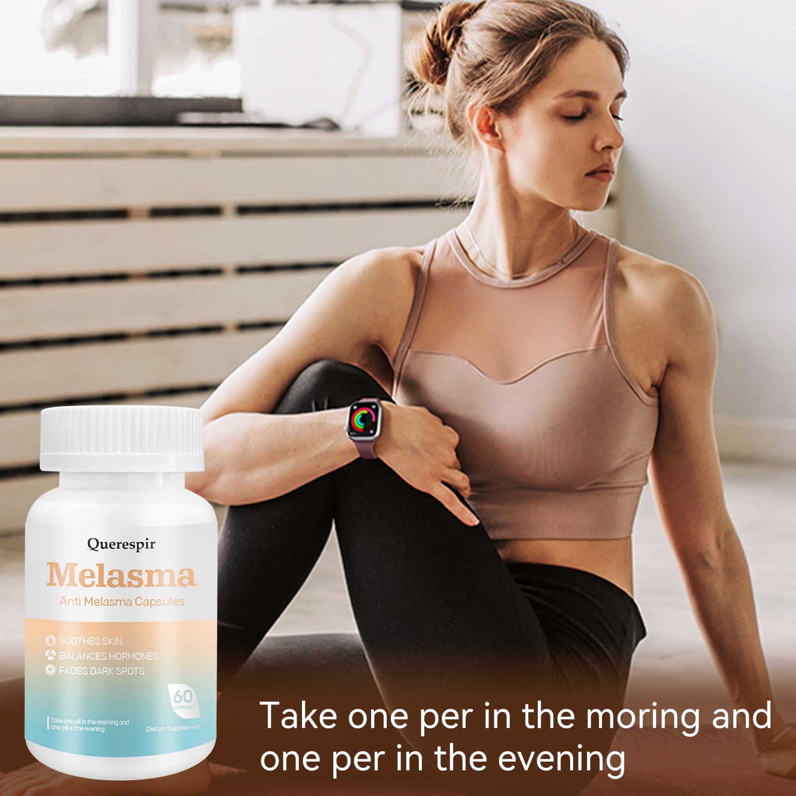 Melanina Anti-Melasma Capsule, Melasma Dark Spot Remover, Melanin Supplement, Spots Remover for Face & Body, Vitamin C & Turmeric Extract, Brightens & Even Skin Tone - 60 Capsules QuerespirAu supplements